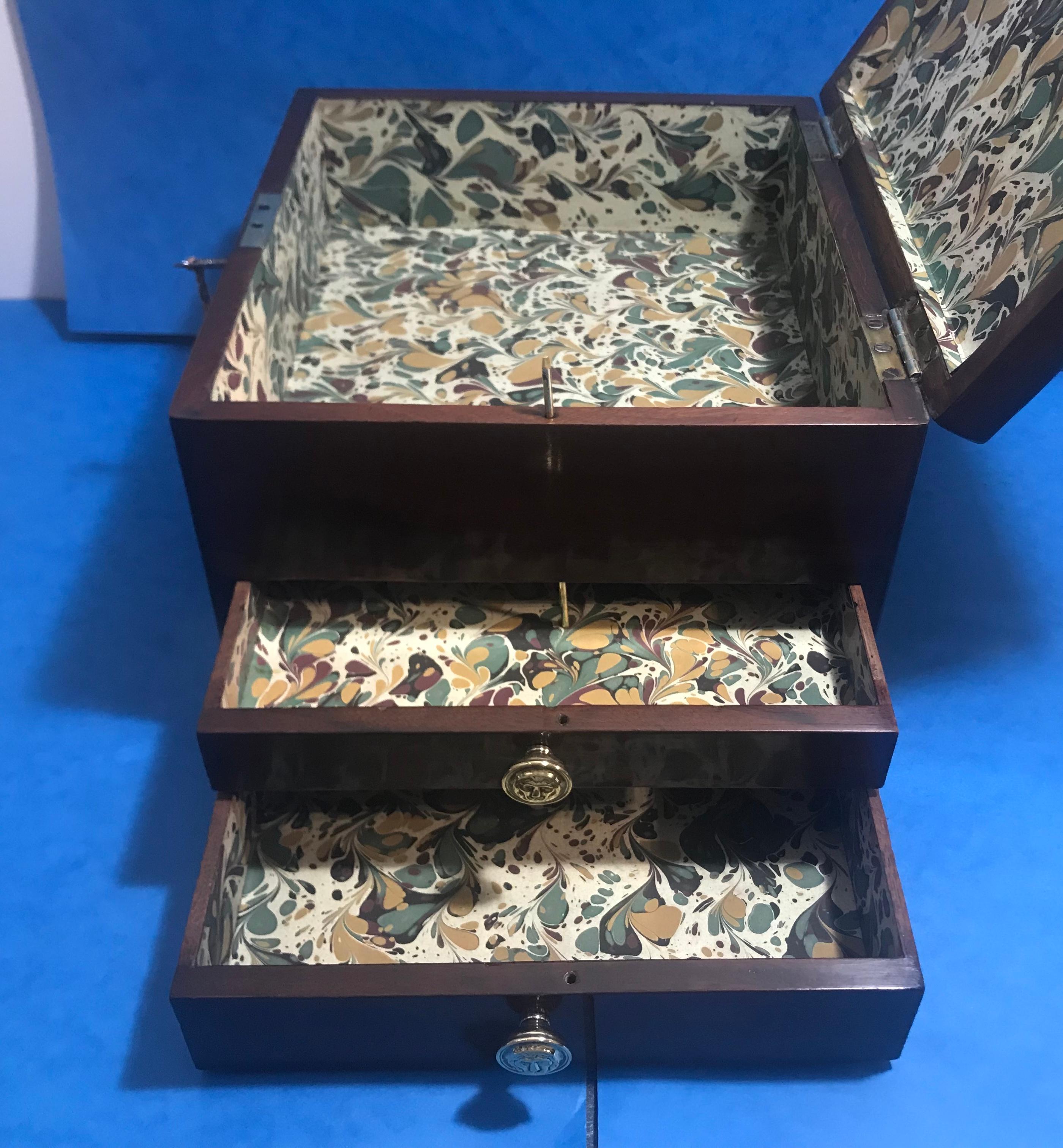 Rare Georgian Mahogany Jewellery Box For Sale 1