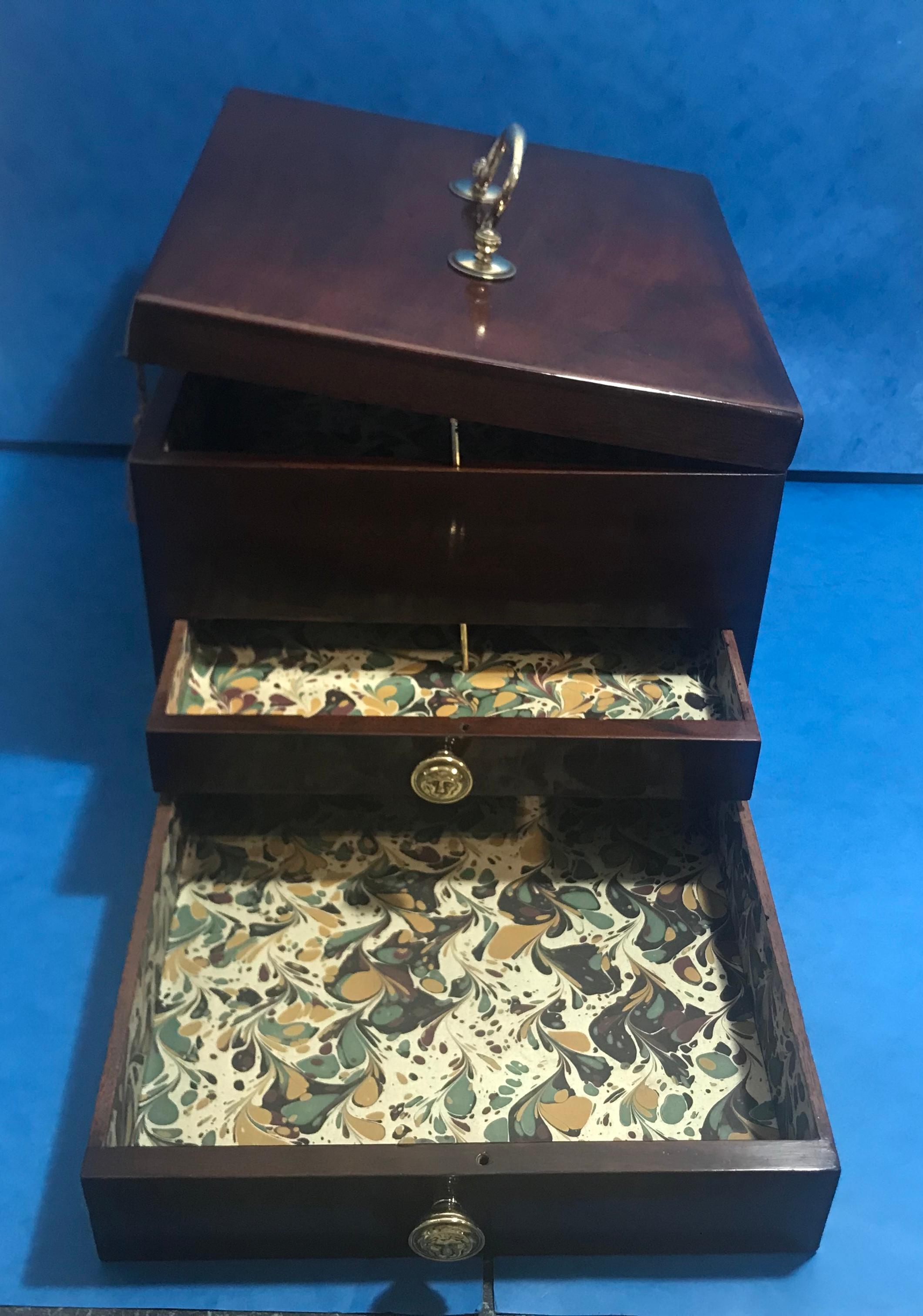 Rare Georgian Mahogany Jewellery Box For Sale 2