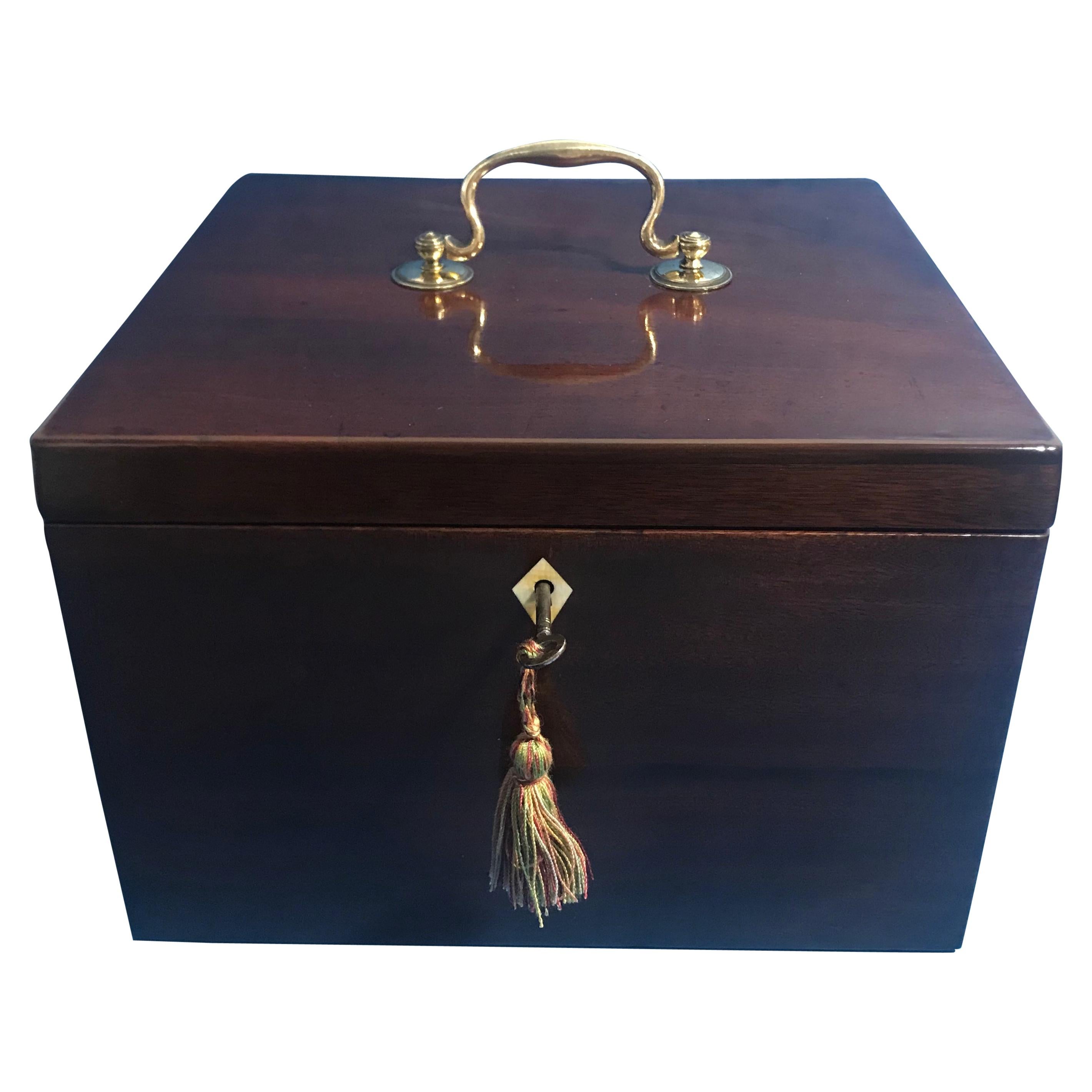 Rare Georgian Mahogany Jewellery Box For Sale