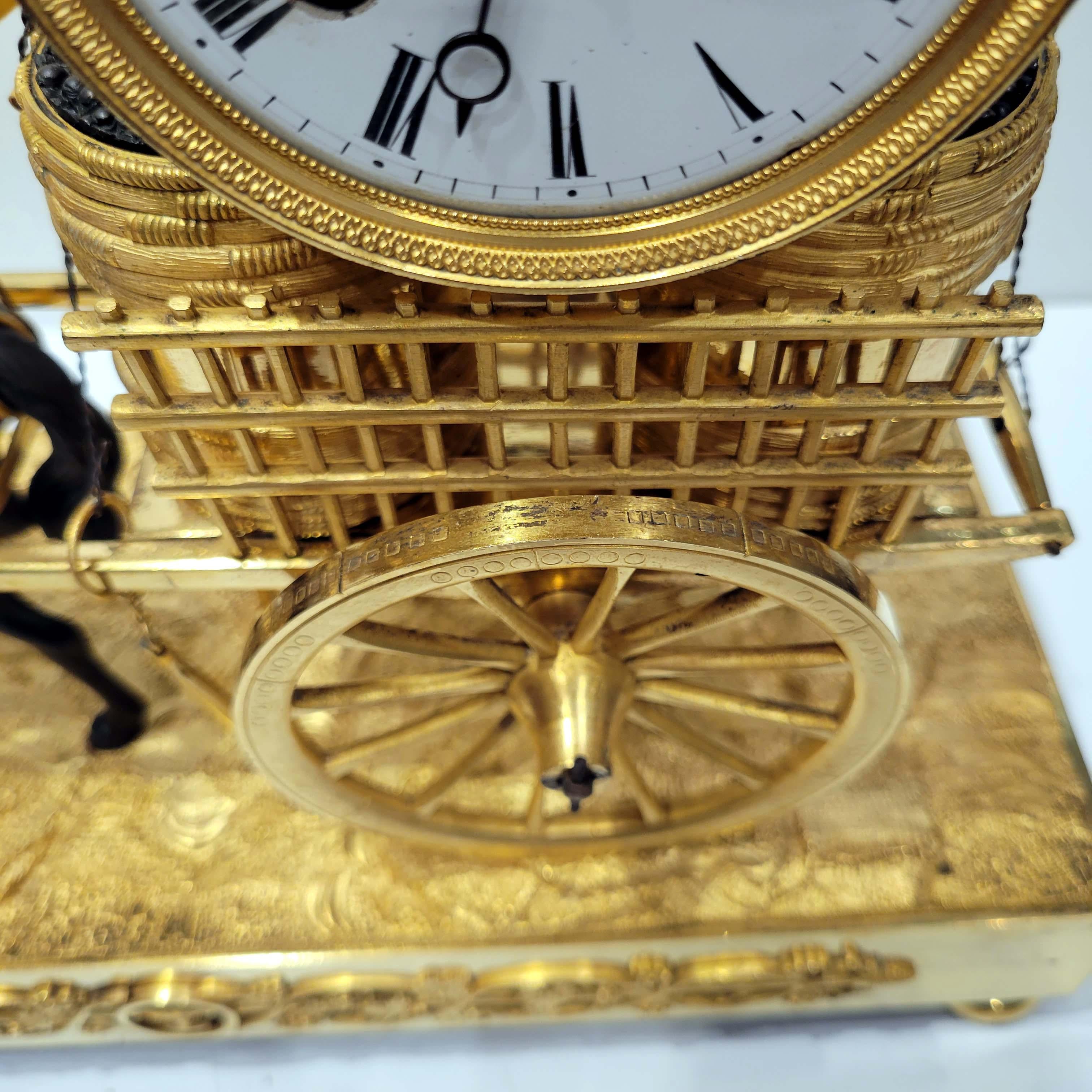 18th Century Rare Gilt and Patinated Bronze Directoire Clock , French, Late 18thC For Sale