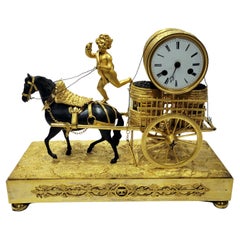 Rare Gilt and Patinated Bronze Directoire Clock , French, Late 18thC