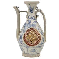 A Rare Gilted Annamese Blue and white Ewer, Circa 15th Century