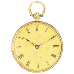 A Rare Gold Blue Enamel and Diamond Keywind Fob Watch C1860