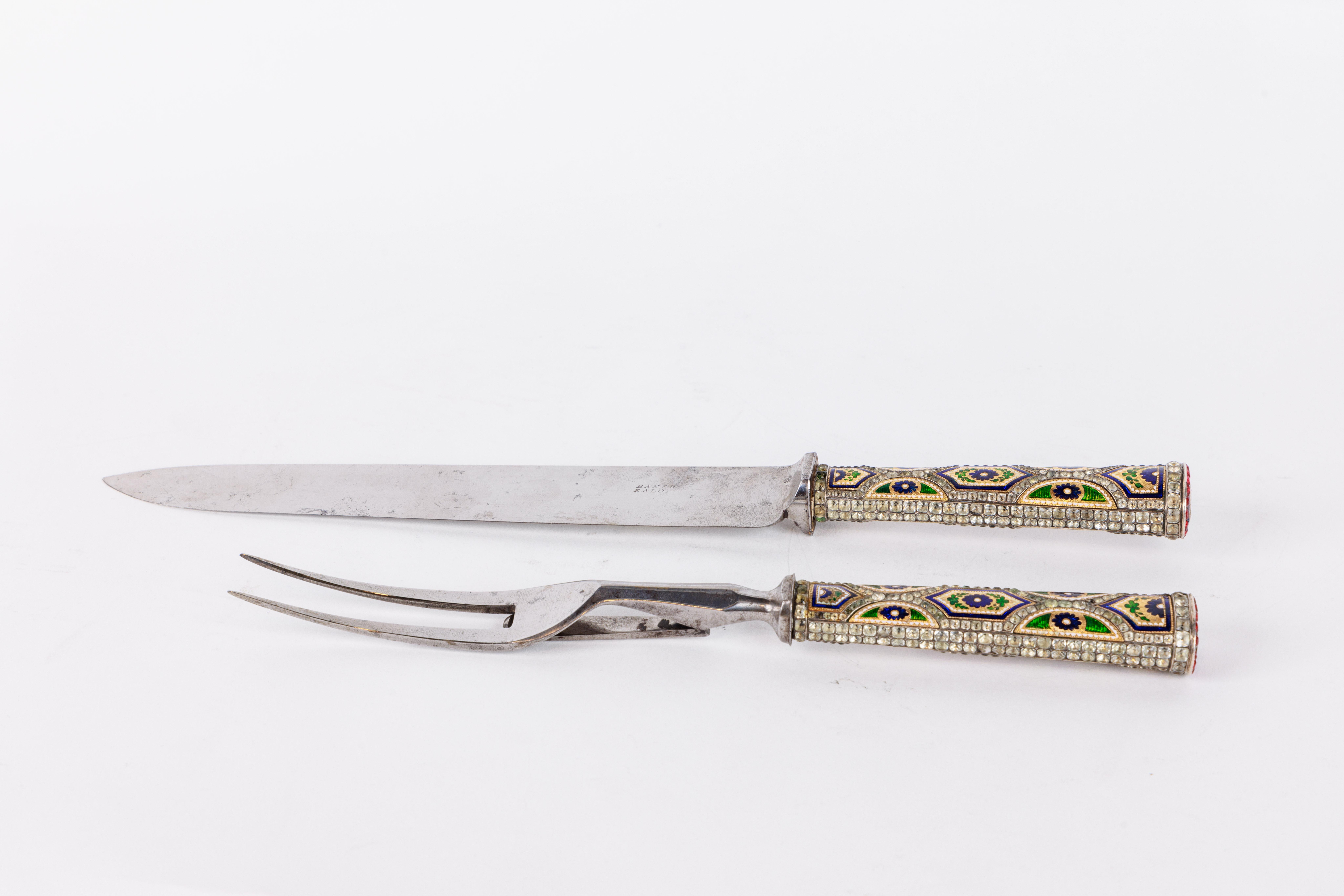 Rare Gold, Enamel and Jewelled Cutting Service For Sale 2
