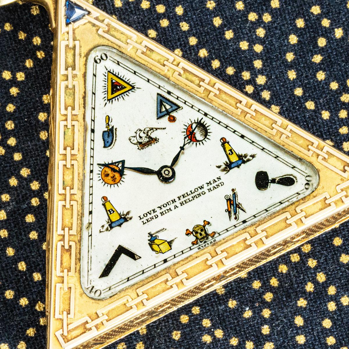 Women's or Men's A Rare Gold Masonic Triangular Pocket Watch C1920