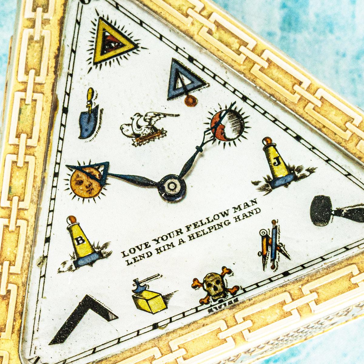 A Rare Gold Masonic Triangular Pocket Watch C1920 2