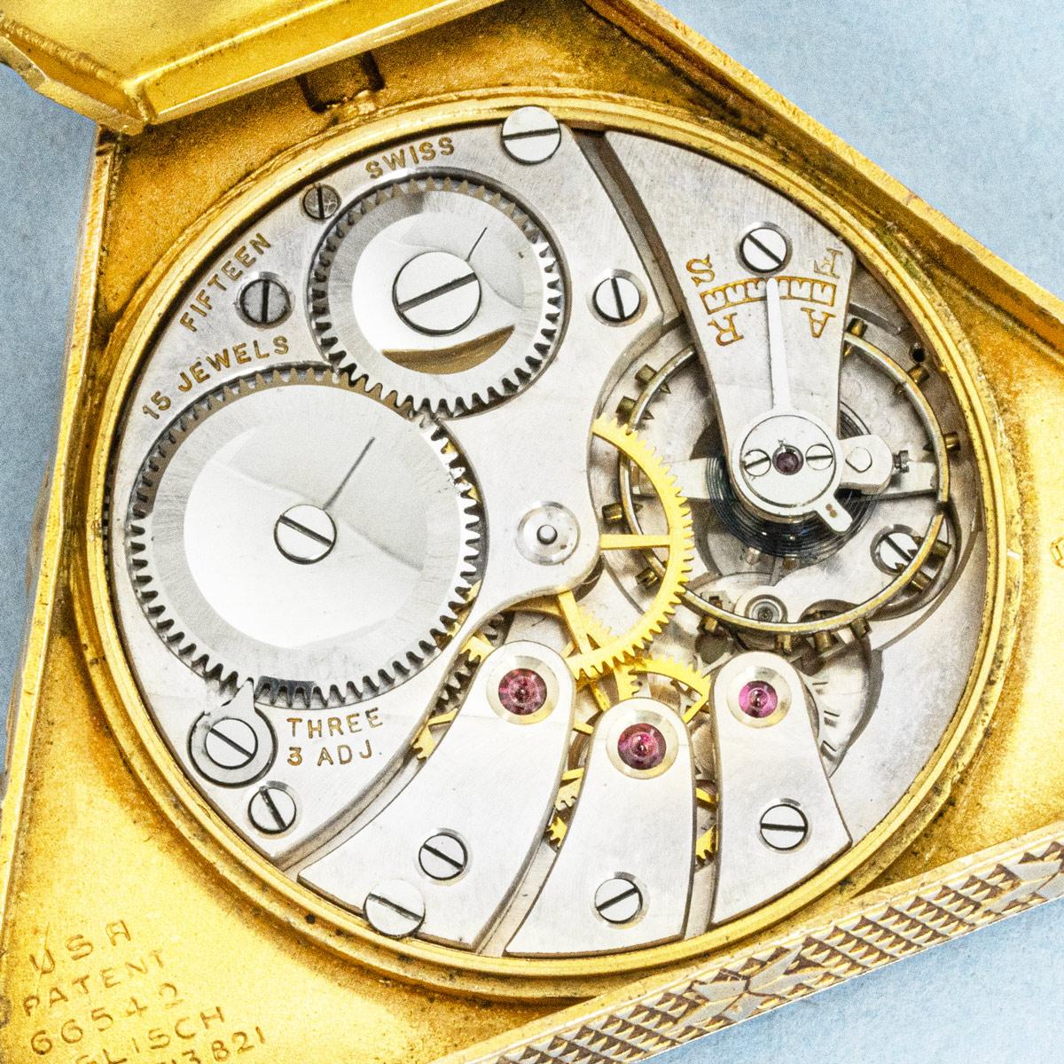 A Rare Gold Masonic Triangular Pocket Watch C1920 5