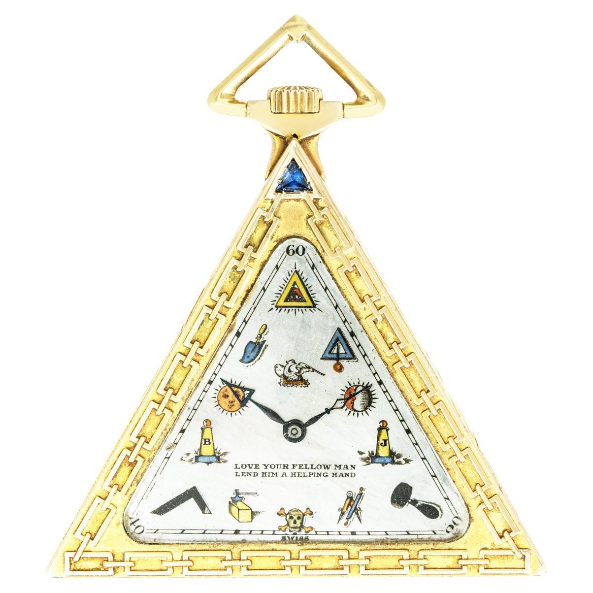 A Rare Gold Masonic Triangular Pocket Watch C1920