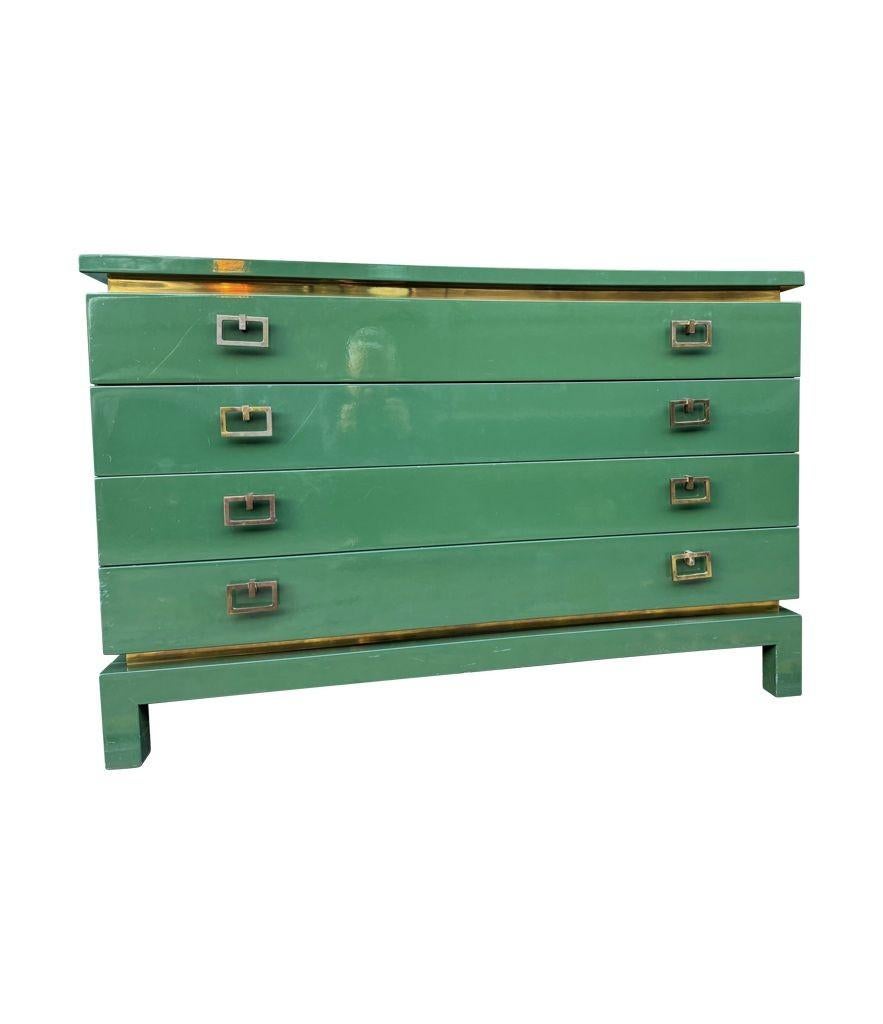 A rare green lacquered 1970s chest of drawers by Guy Lefevre for Maison Jansen 8