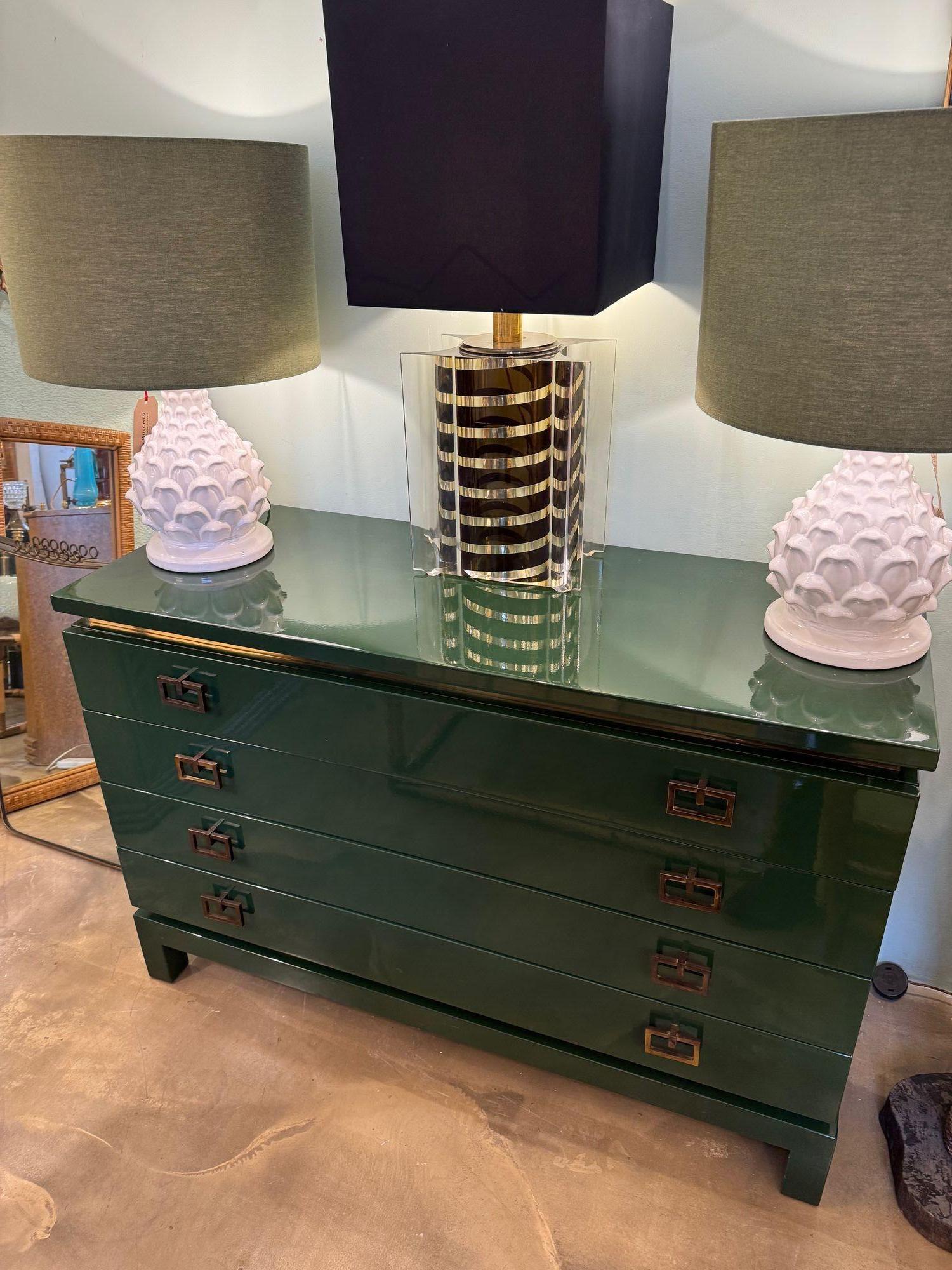 A rare green lacquered 1970s chest of drawers by Guy Lefevre for Maison Jansen 11