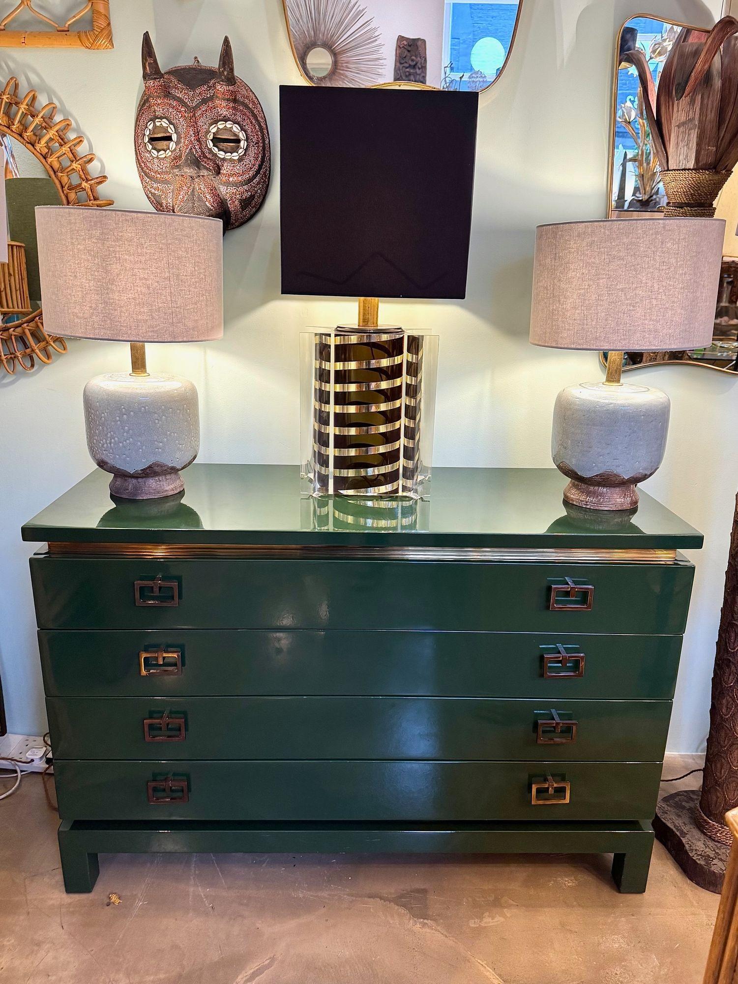 A rare green lacquered 1970s chest of drawers by Guy Lefevre for Maison Jansen 2