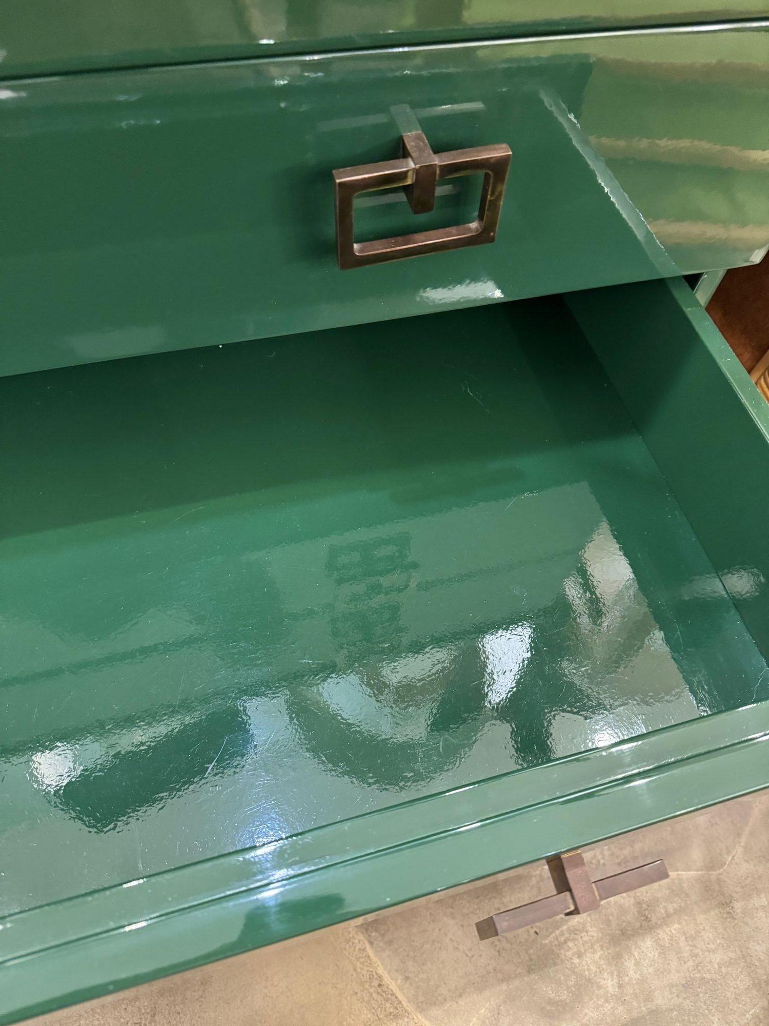 A rare green lacquered 1970s chest of drawers by Guy Lefevre for Maison Jansen 4