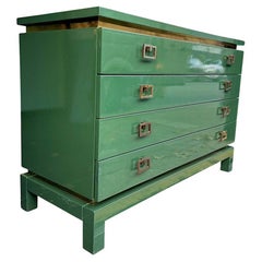 Eine seltene grün lackierte Kommode aus den 1970er Jahren von Guy Lefevre für Maison Jansen