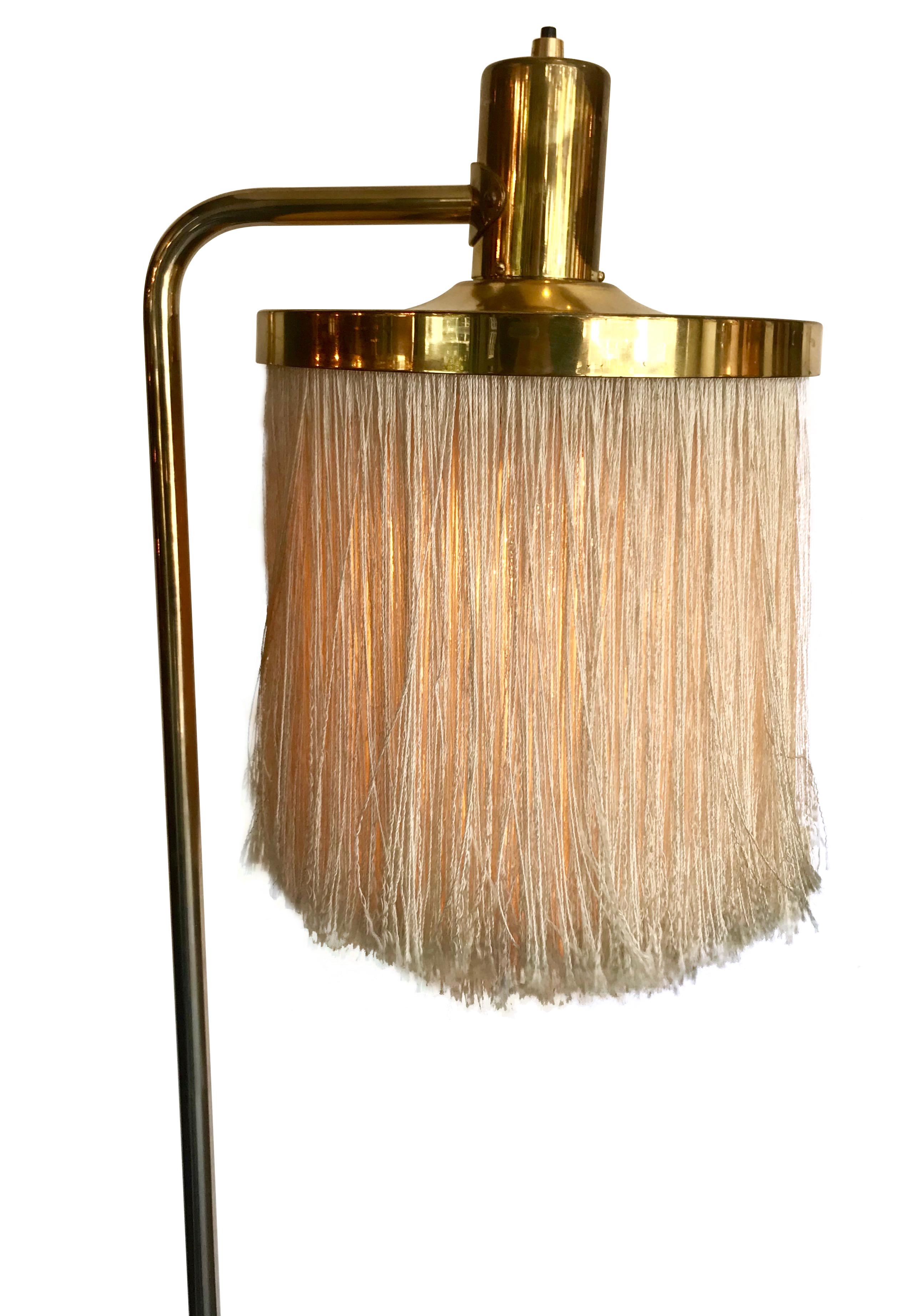 Mid-Century Modern Rare Hans-Agne Jakobsson G-109 Silk Tasseled Brass Floor Lamp