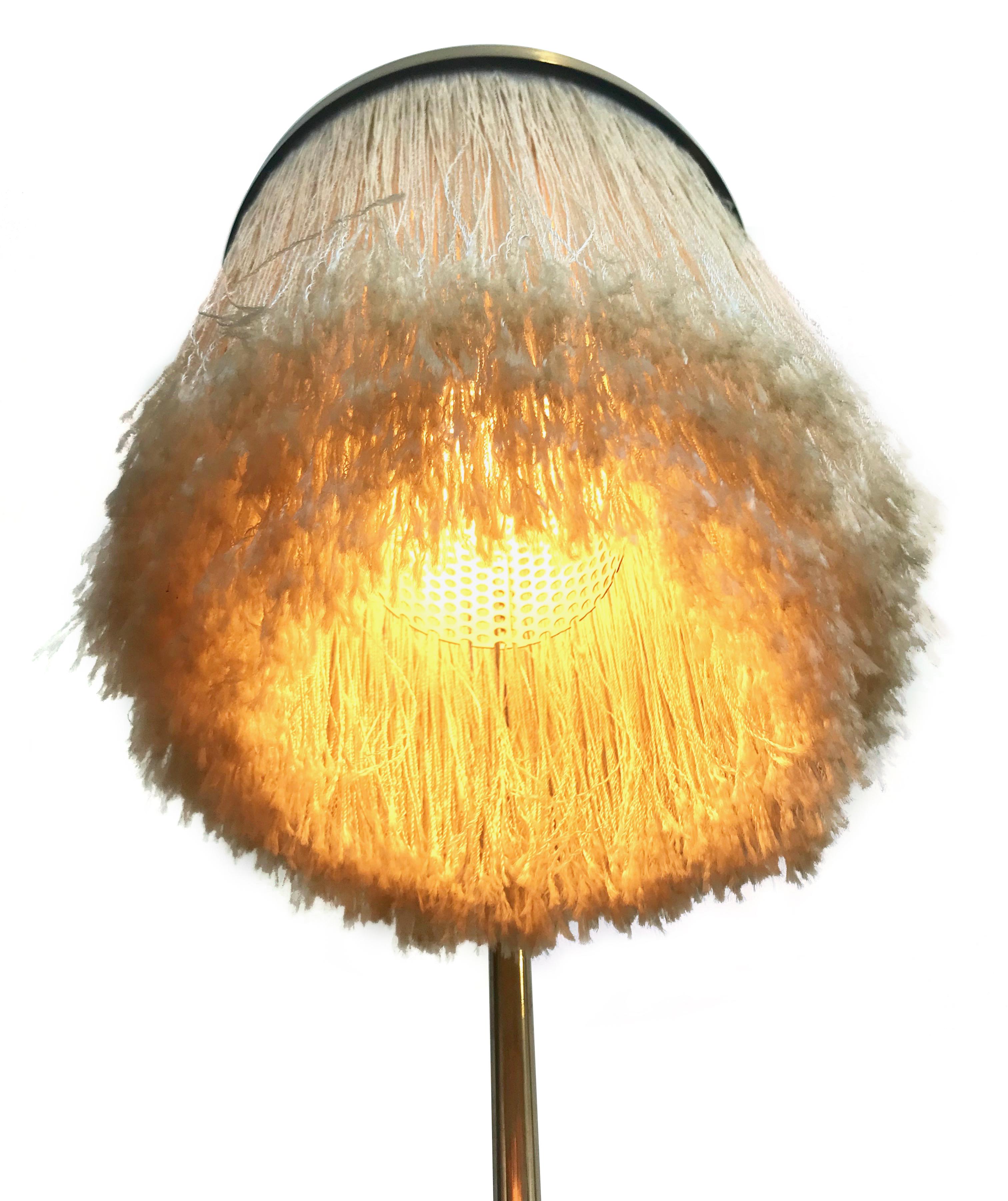 Mid-20th Century Rare Hans-Agne Jakobsson G-109 Silk Tasseled Brass Floor Lamp