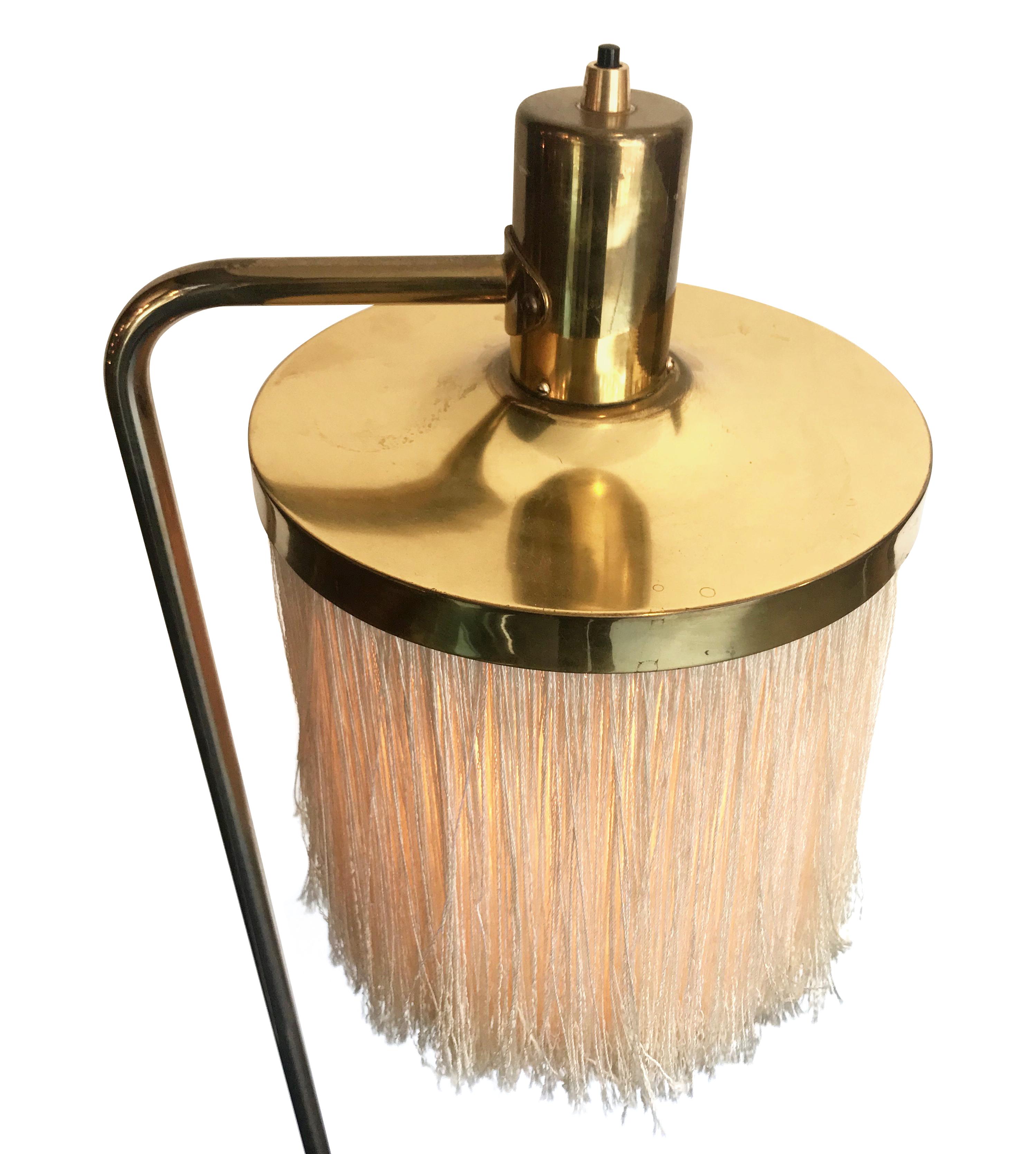 Rare Hans-Agne Jakobsson G-109 Silk Tasseled Brass Floor Lamp 3