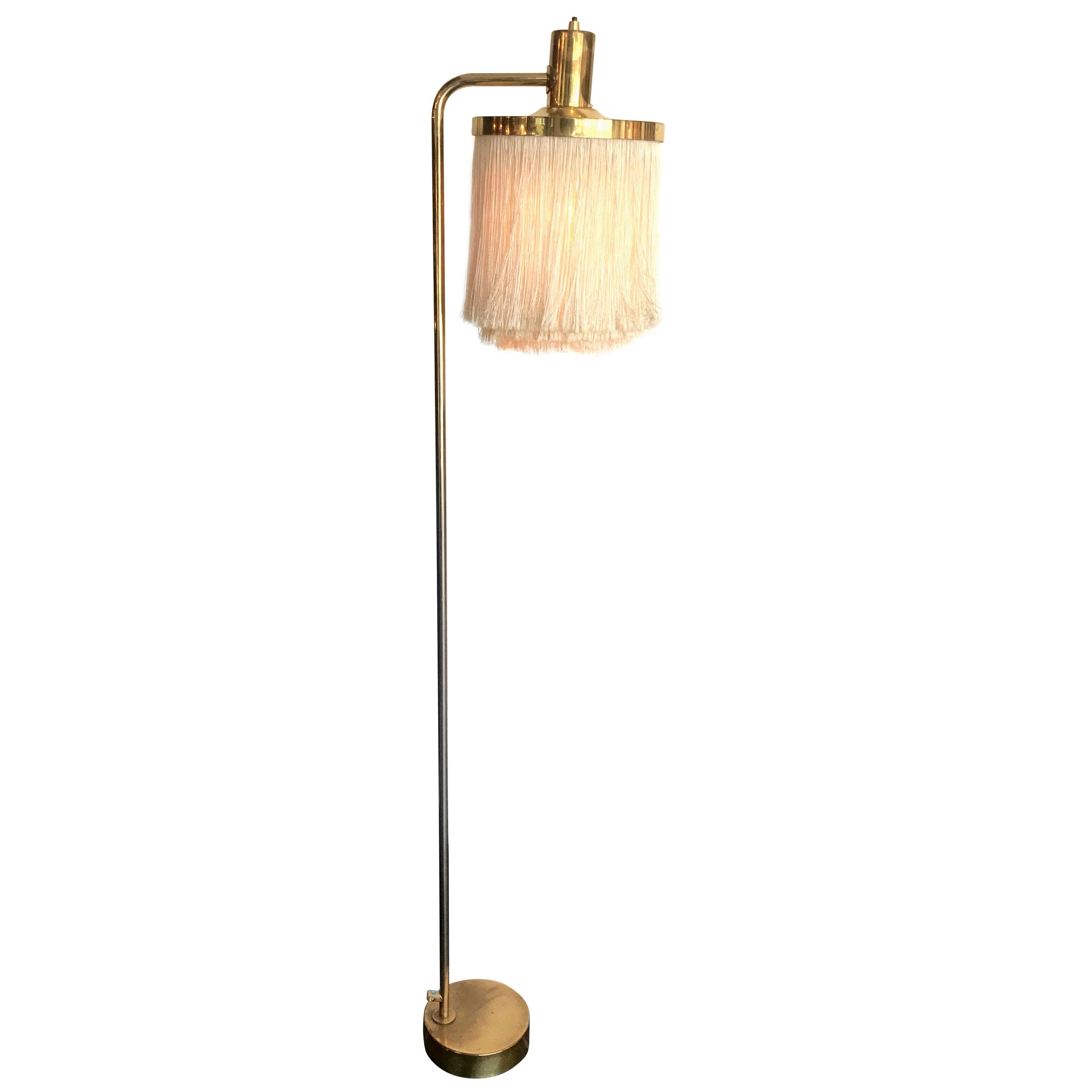 Rare Hans-Agne Jakobsson G-109 Silk Tasseled Brass Floor Lamp
