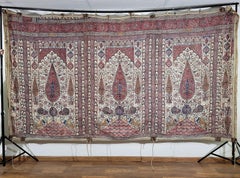 A Rare Important Qajar 19th Century Ghalamkar Block Printed Tent Tigers Peacocks