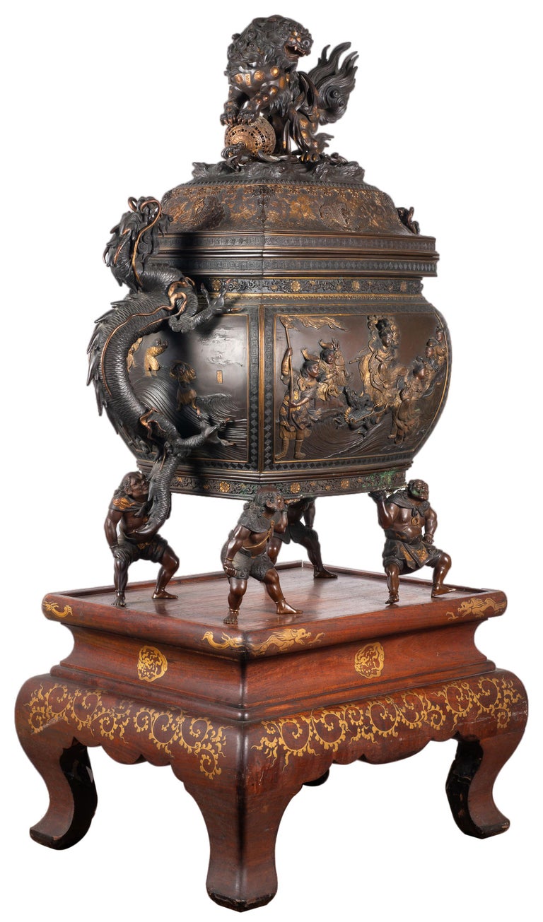 Rare, Impressive Japanese Bronze Censer by Miyao, 1868-1912 For Sale at