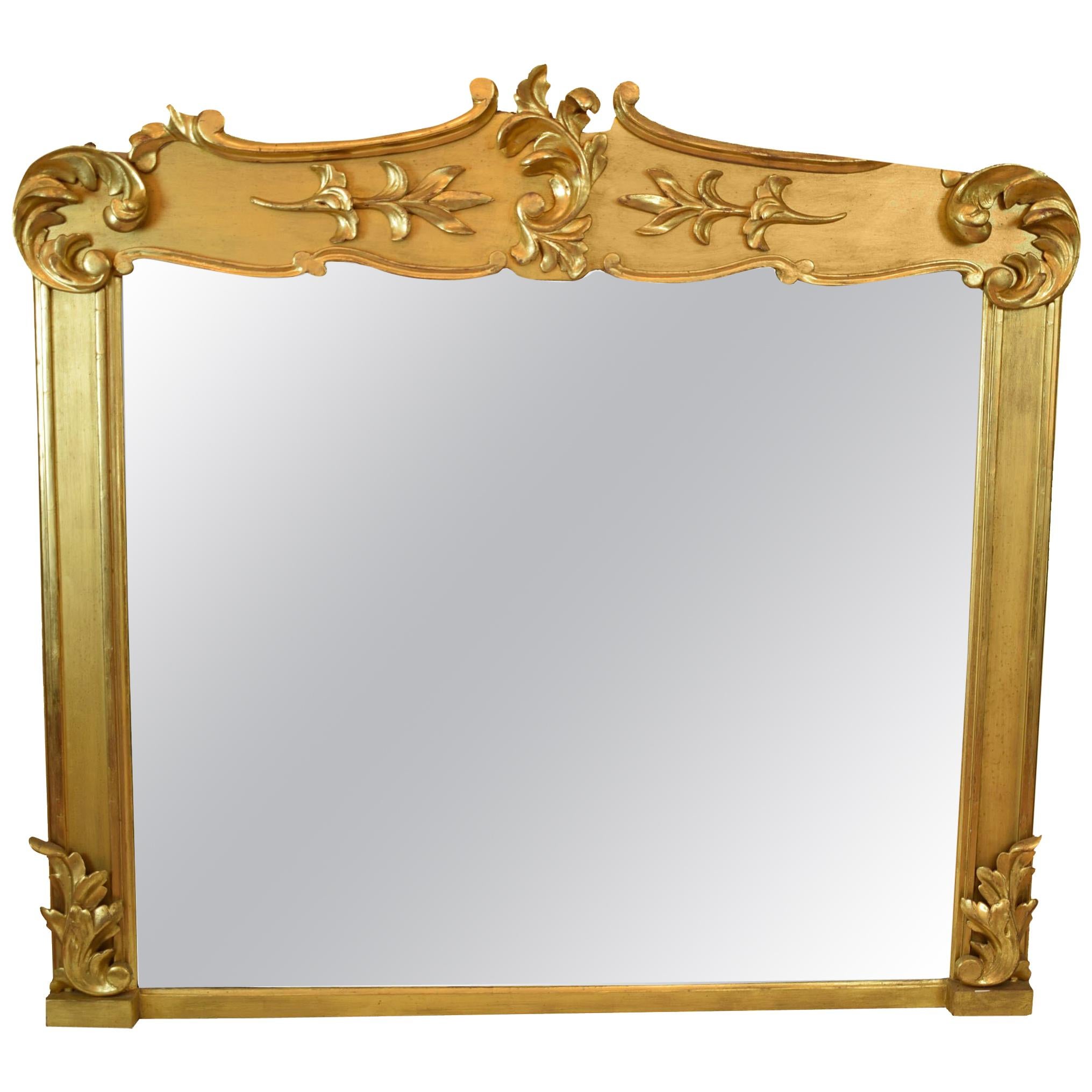 Rare Irish Antique Gilded Overmantle Mirror