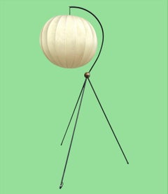 A rare Italian 1960s black tripod floor lamp with cocoon shade by Castiglioni