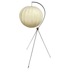 A rare Italian 1960s black tripod floor lamp with cocoon shade by Castiglioni