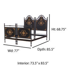 A Rare Italian Gilt Zinc Decorated Iron King Bed, C. 1870.