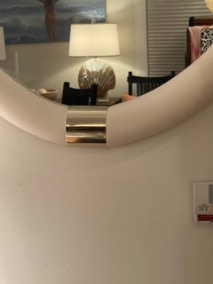 A Rare Ivory Faux 1980s Swam Framed Mirror