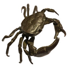 A Rare Japanese Articulated bronze crab signed Yasunoke, Japan, circa 1900.