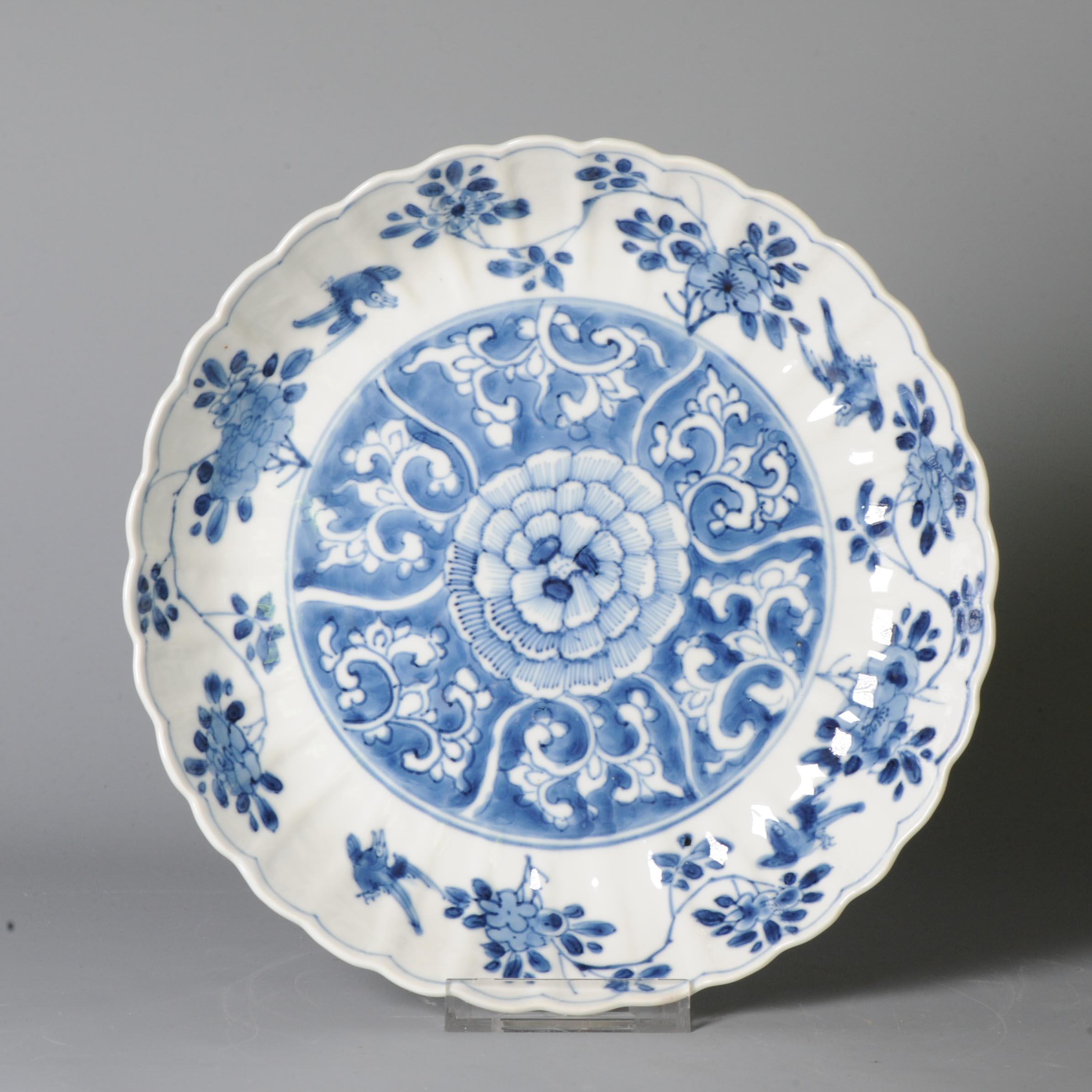 Qing A Rare Kangxi porcelain Blue and White Plates with Bird and floral decoration