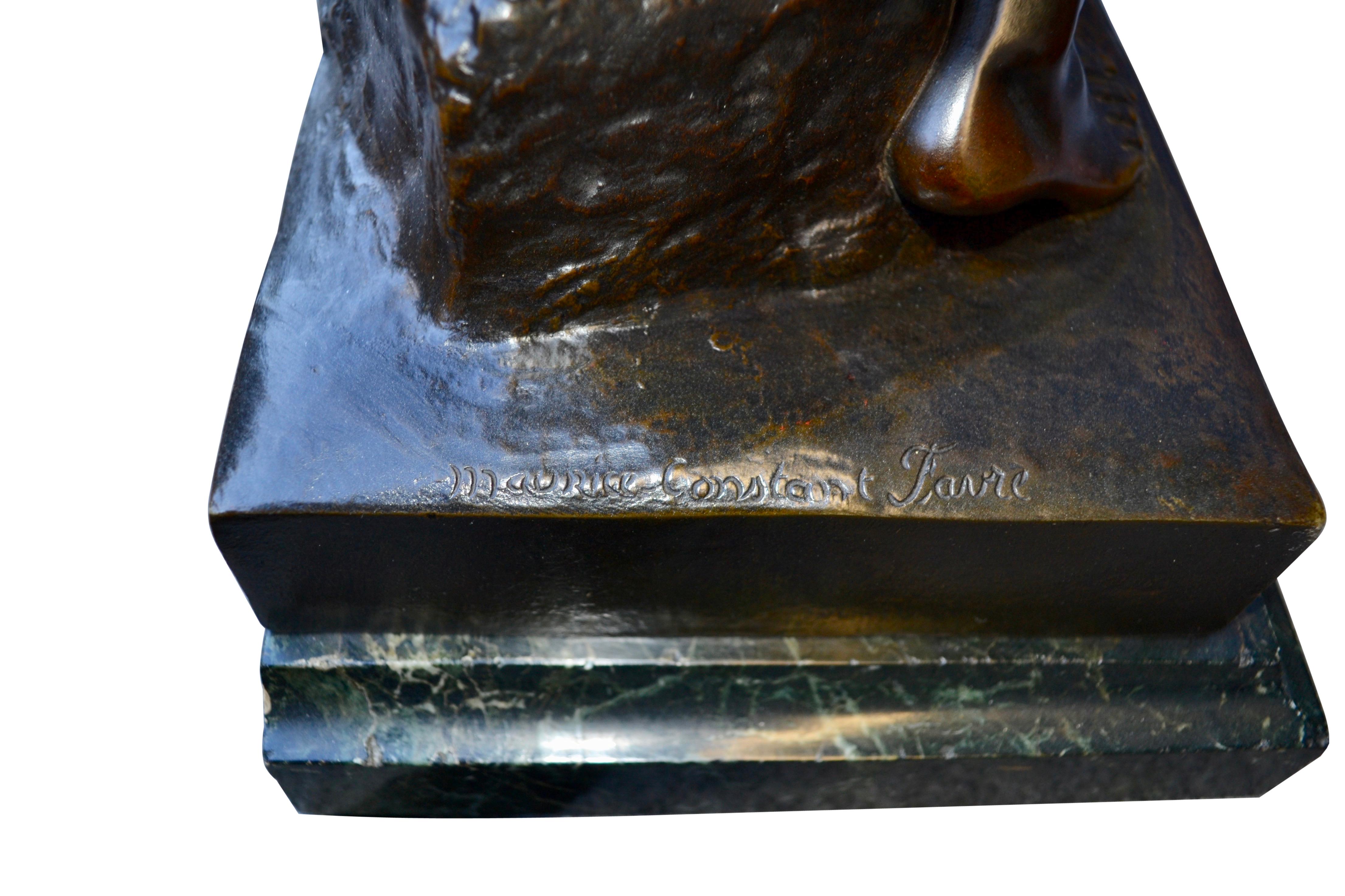 Rara statua in bronzo del 19° secolo intitolata 