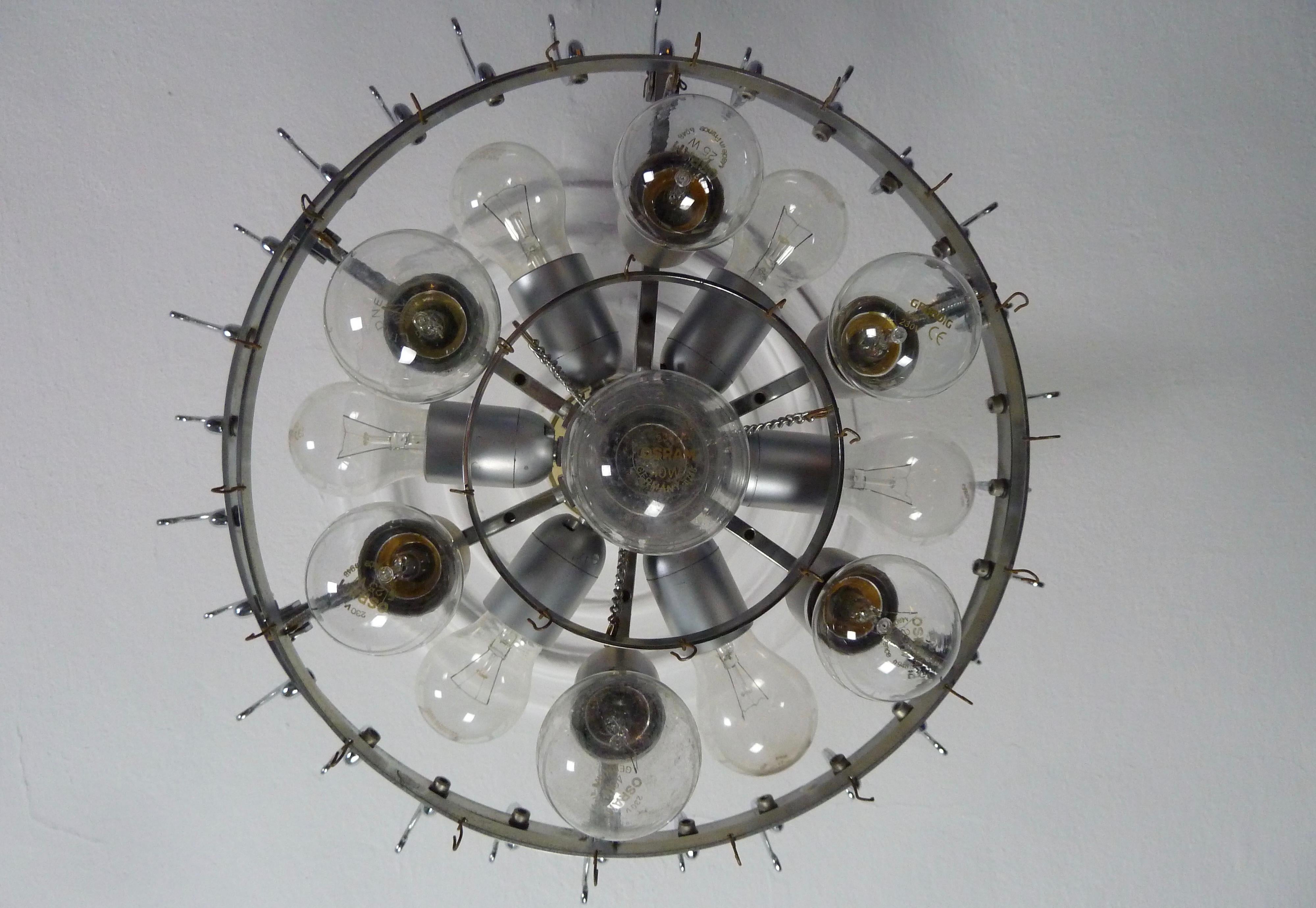 Rare Large and Bright 1970s Murano Seguso Ball Chandelier by OTT International For Sale 3