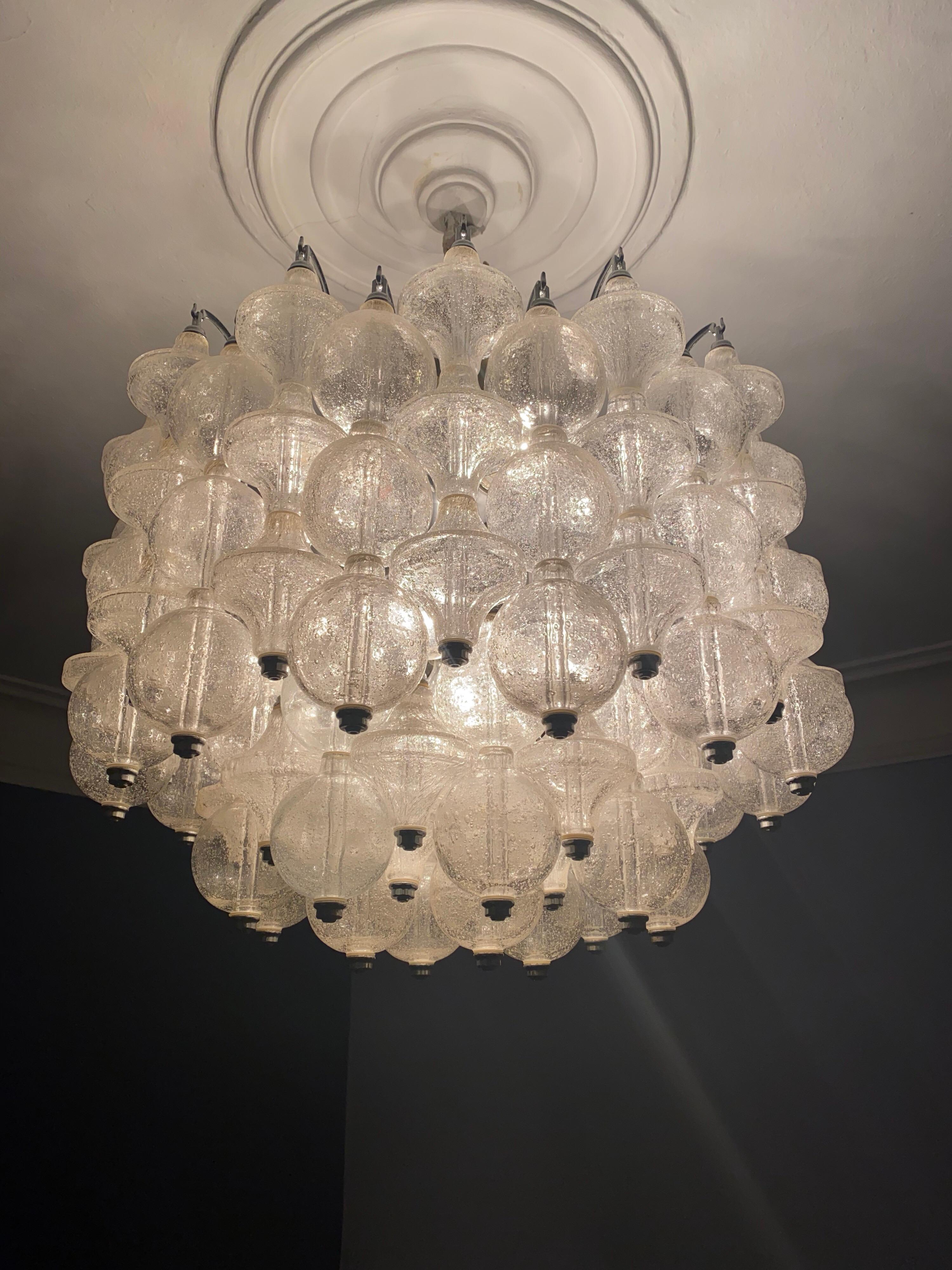 German Rare Large and Bright 1970s Murano Seguso Ball Chandelier by OTT International For Sale