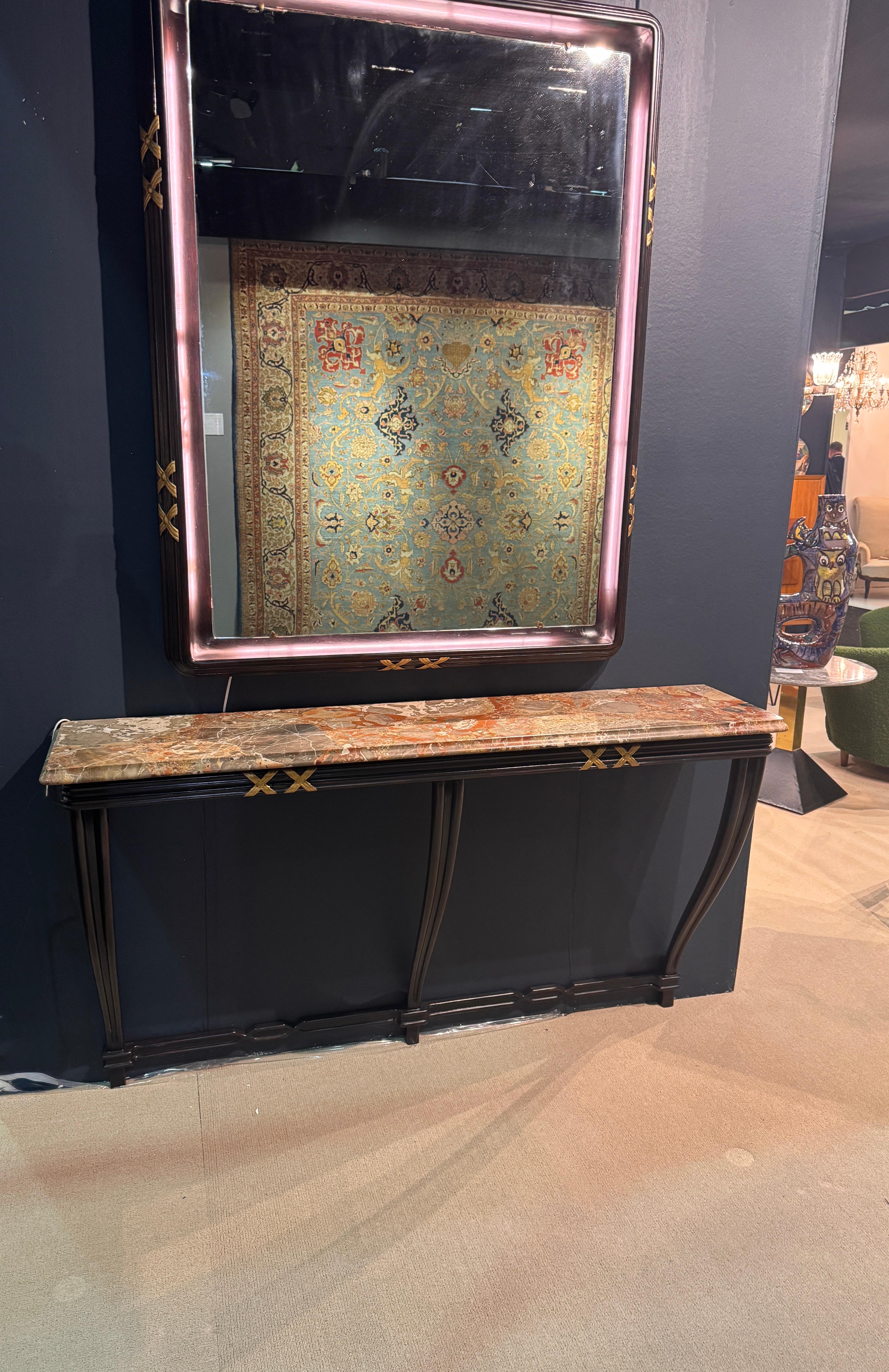 Rare grande table console Borsani et miroir rétro-éclairé assorti Bon état - En vente à London, GB