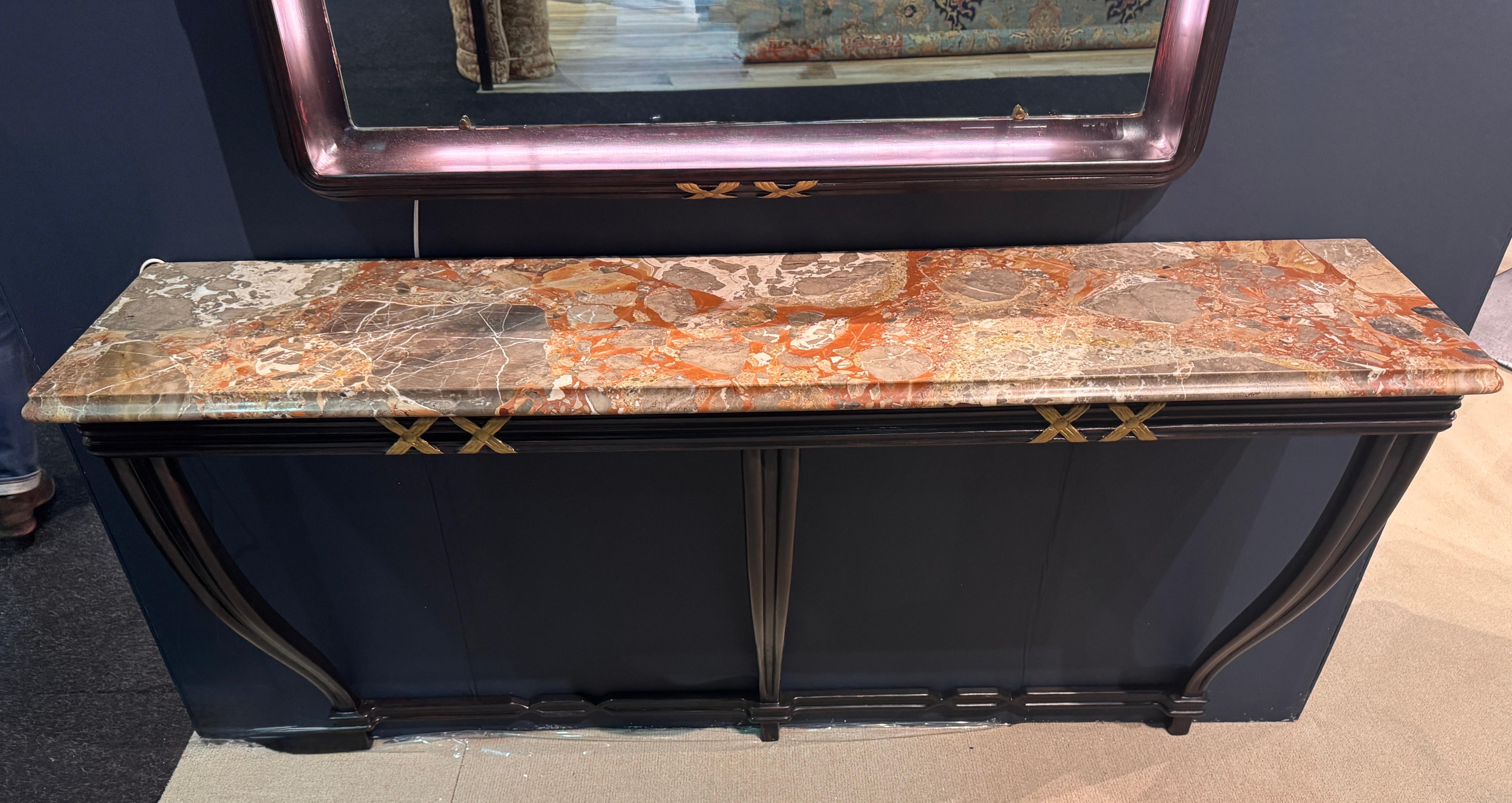 20ième siècle Rare grande table console Borsani et miroir rétro-éclairé assorti en vente