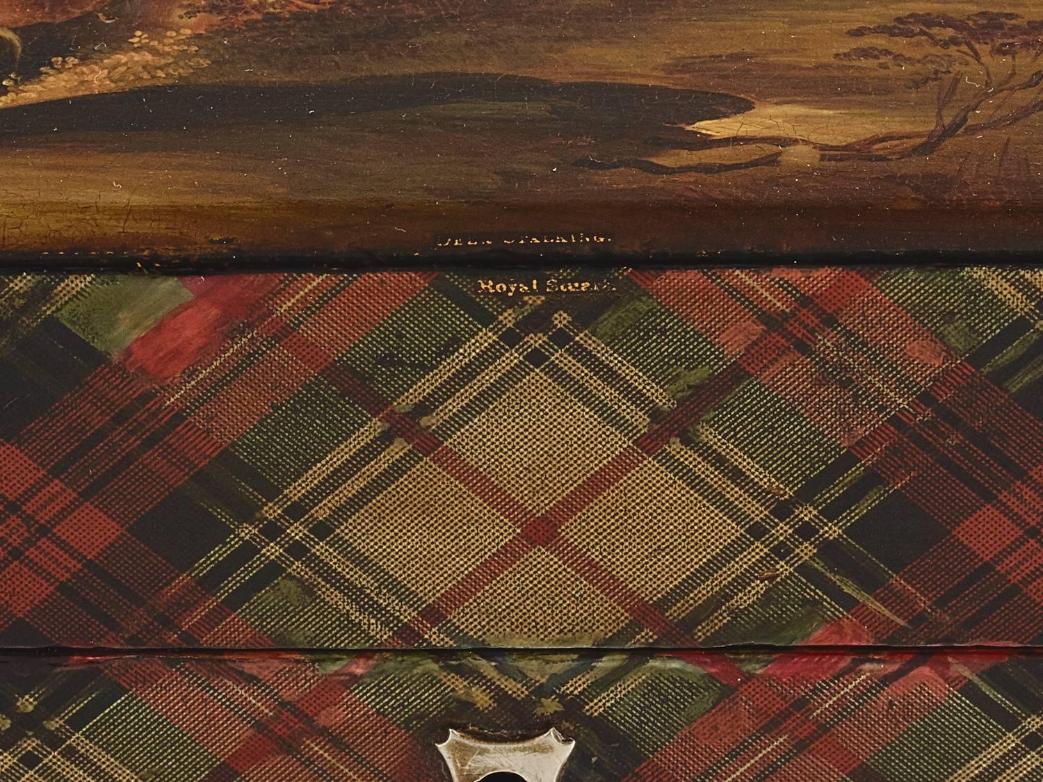 Scottish Large Mid-19th Century Signed Royal Stuart Tartan Box, Circa 1830