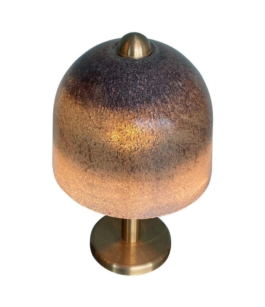Mid-Century Modern A rare large Peill and Putzler brass and glass domed mushroom table lamp