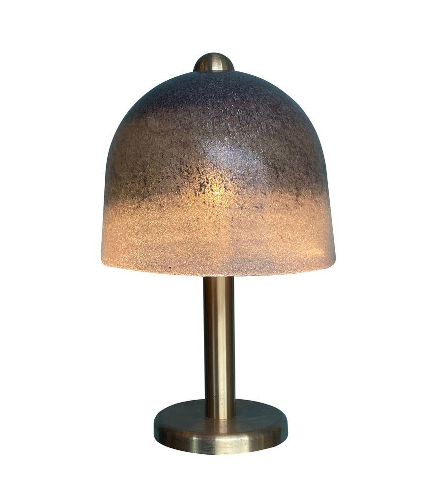 Brass A rare large Peill and Putzler brass and glass domed mushroom table lamp