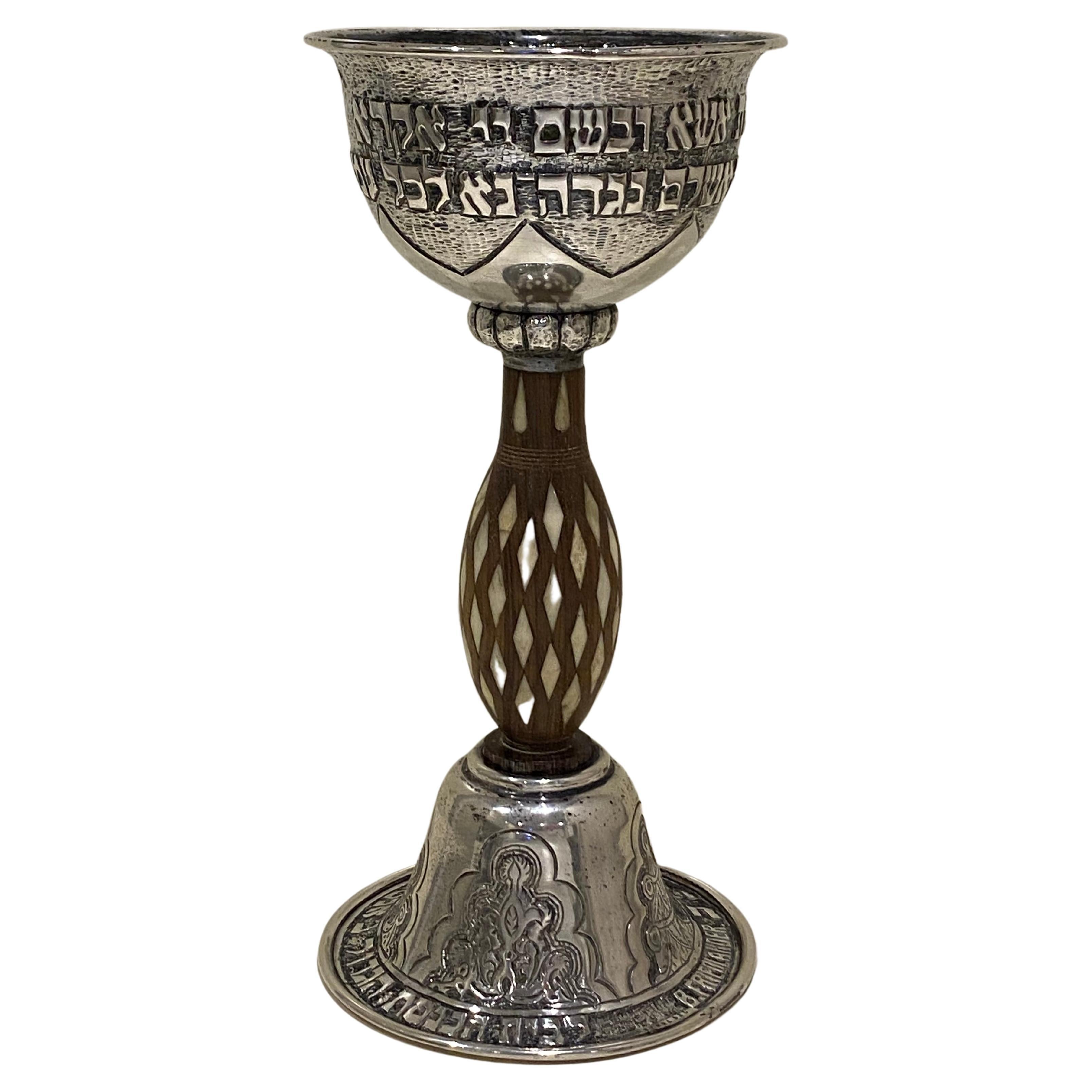 Rare Large Sterling Silver Kiddush Cup by Friedlander Dusseldorf, Germany, 1932