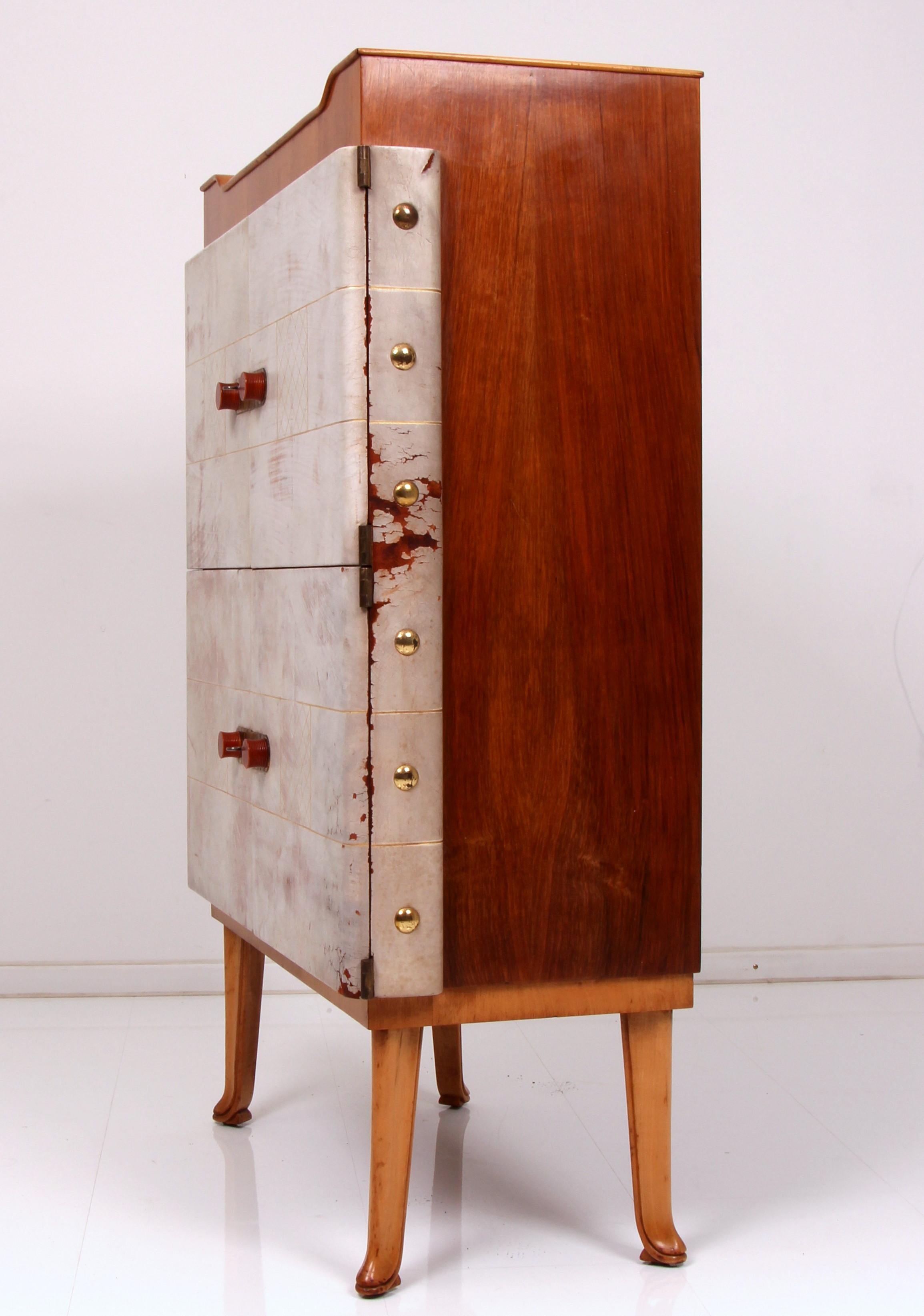 Rare László Hoenig London Art Deco Mirrored Drinks Bar Cabinet Leather Maple For Sale 11