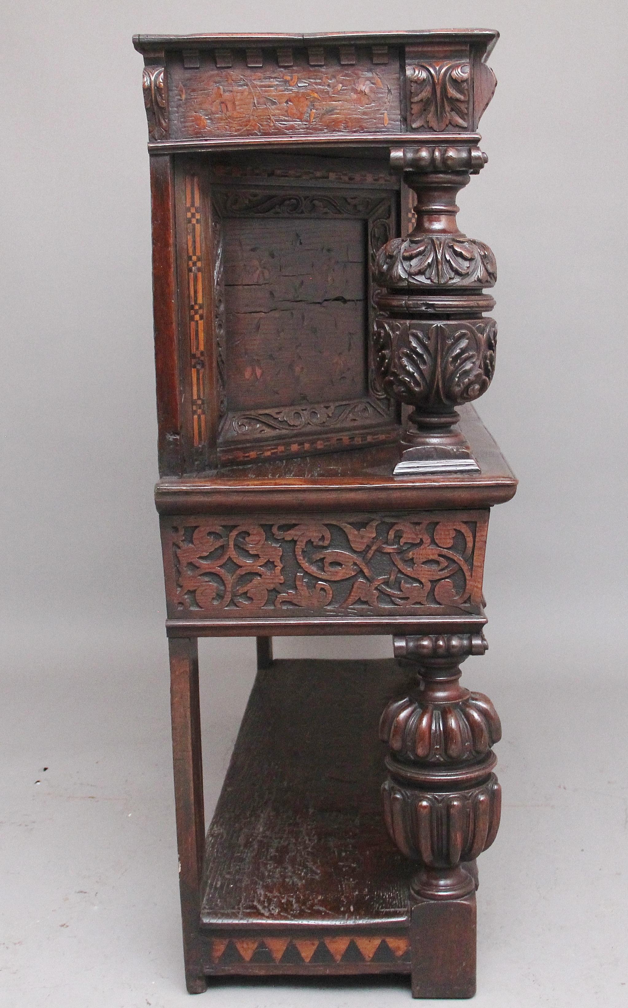 Rare Late 16th Century Oak Court Cupboard For Sale 3