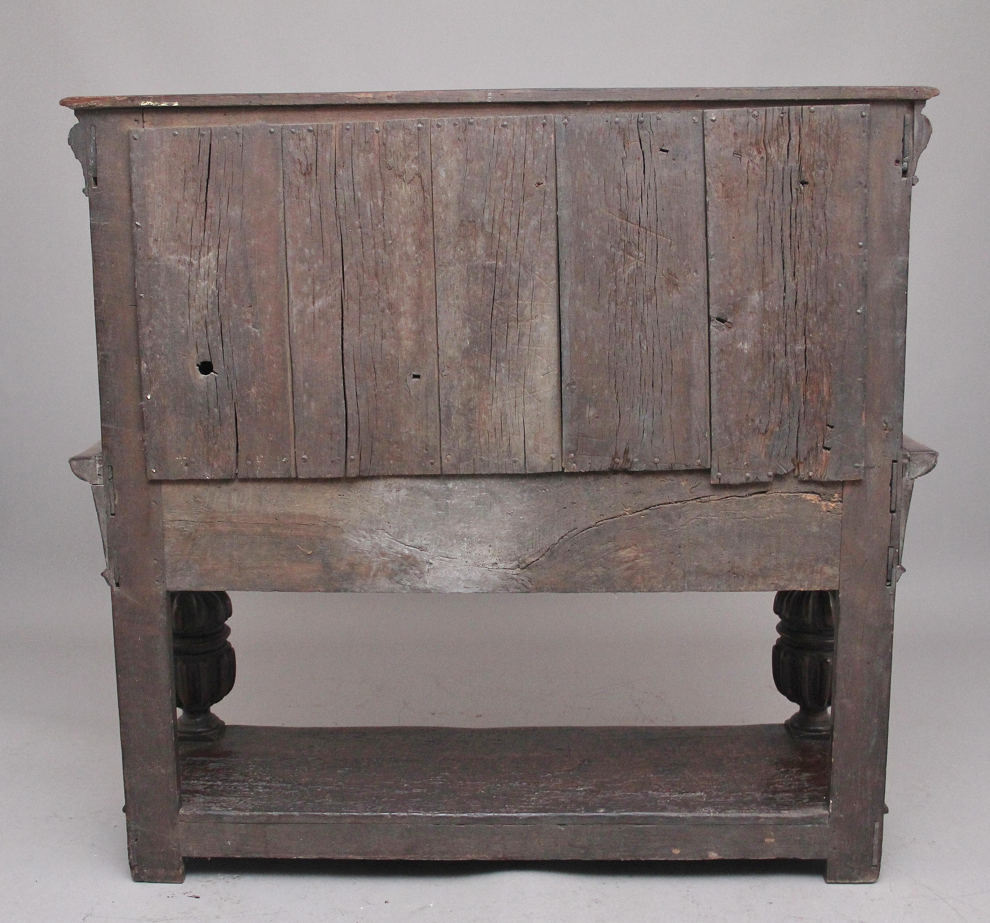 Rare Late 16th Century Oak Court Cupboard For Sale 5