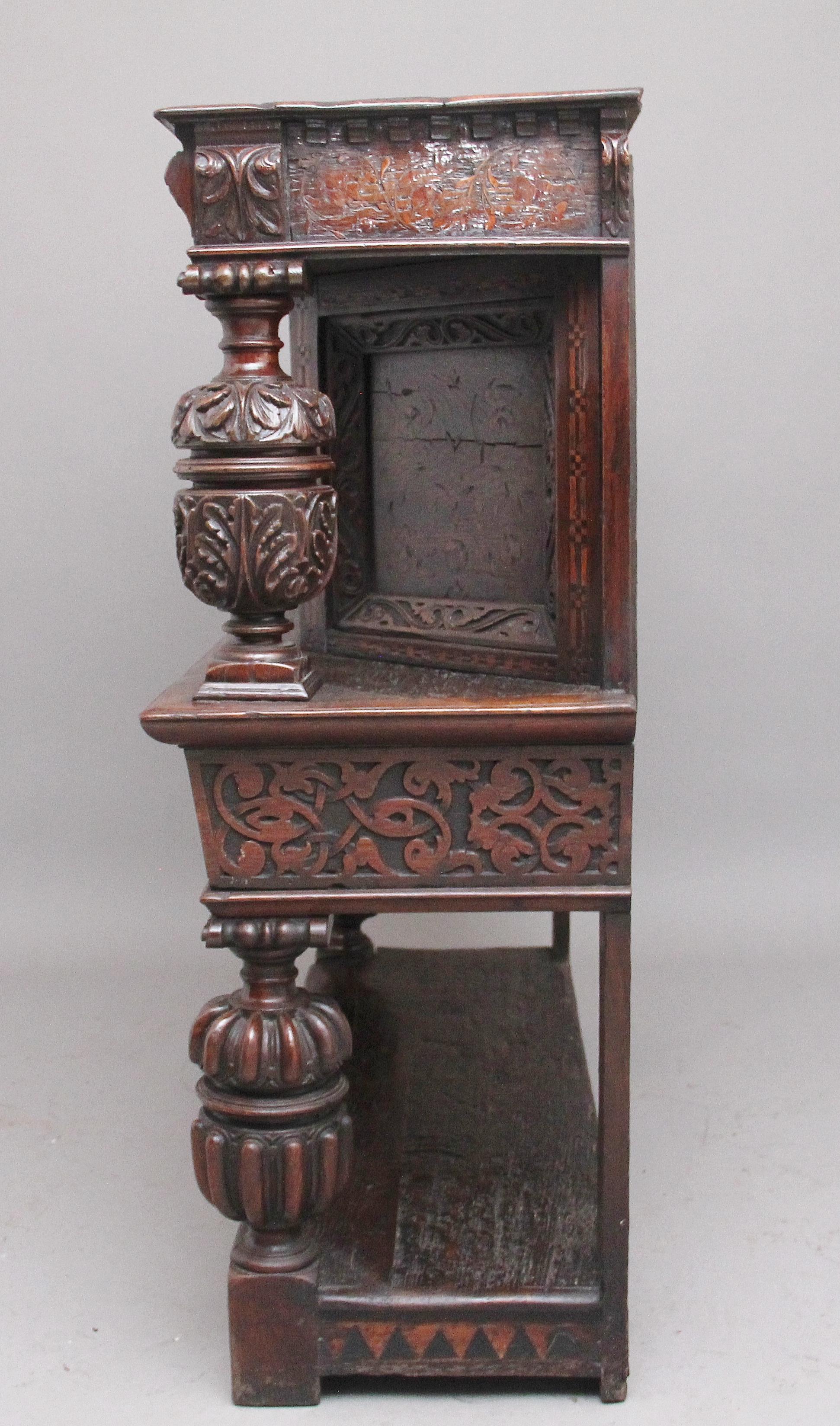 Rare Late 16th Century Oak Court Cupboard For Sale 6