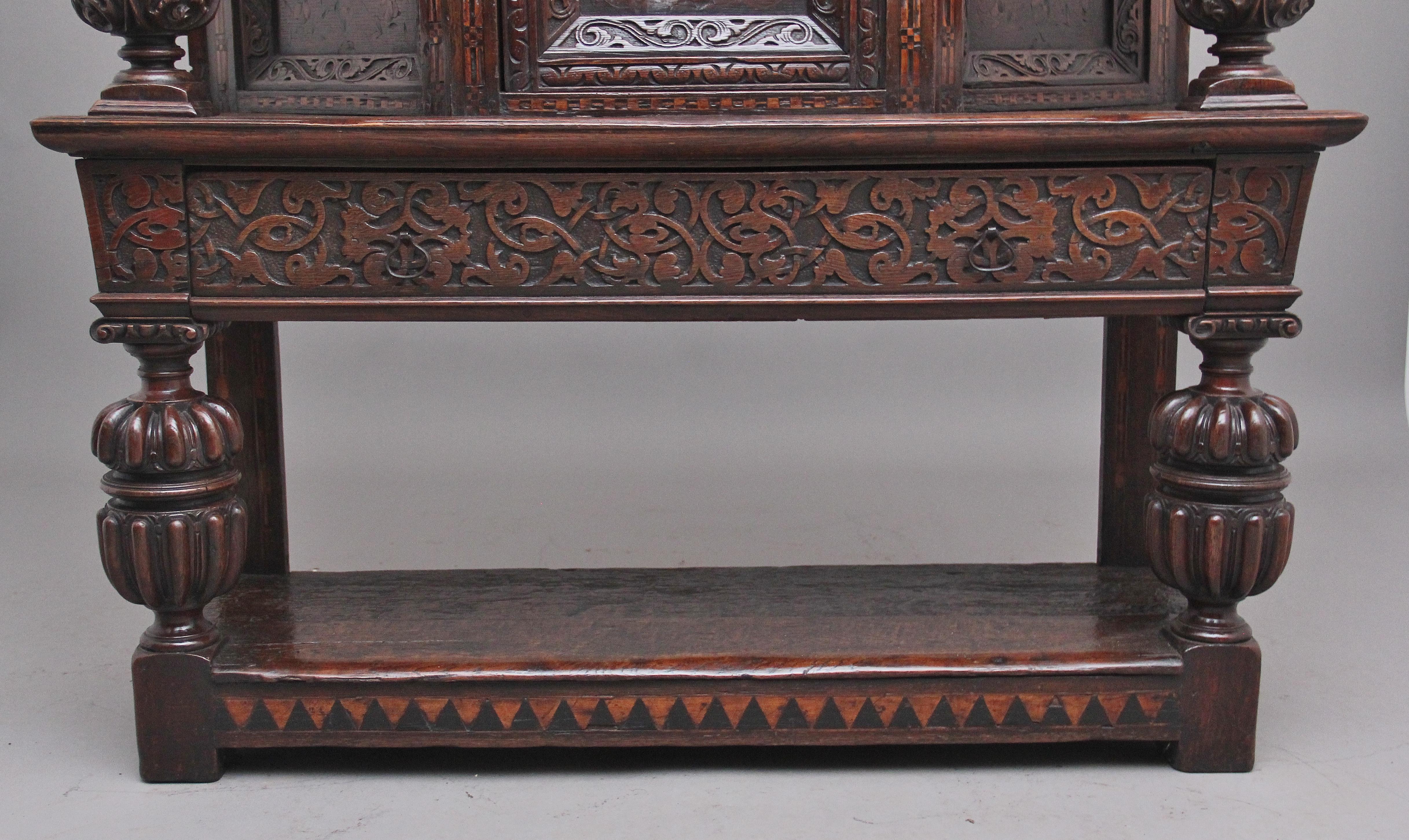 Rare Late 16th Century Oak Court Cupboard For Sale 7