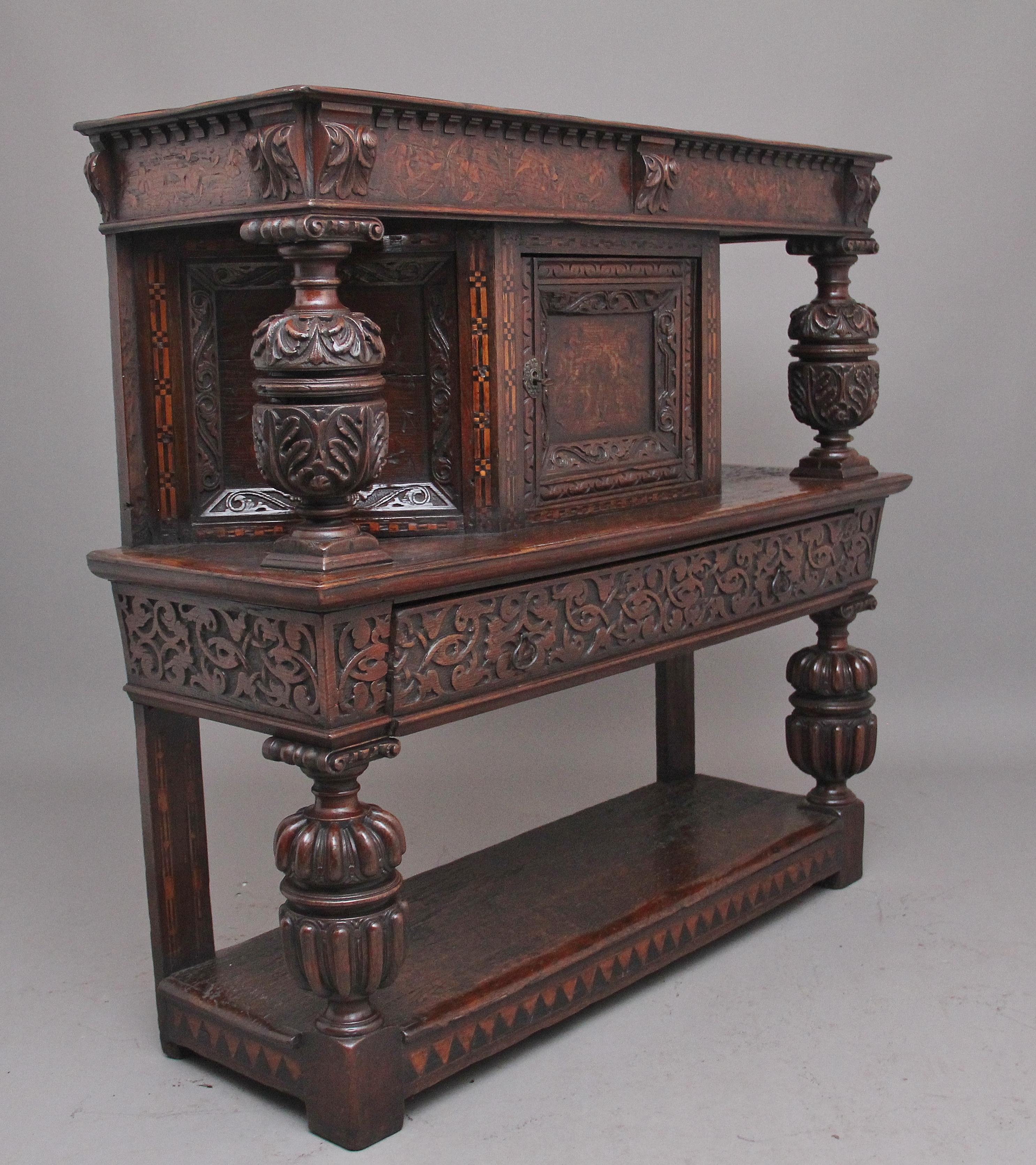 Rare Late 16th Century Oak Court Cupboard For Sale 1