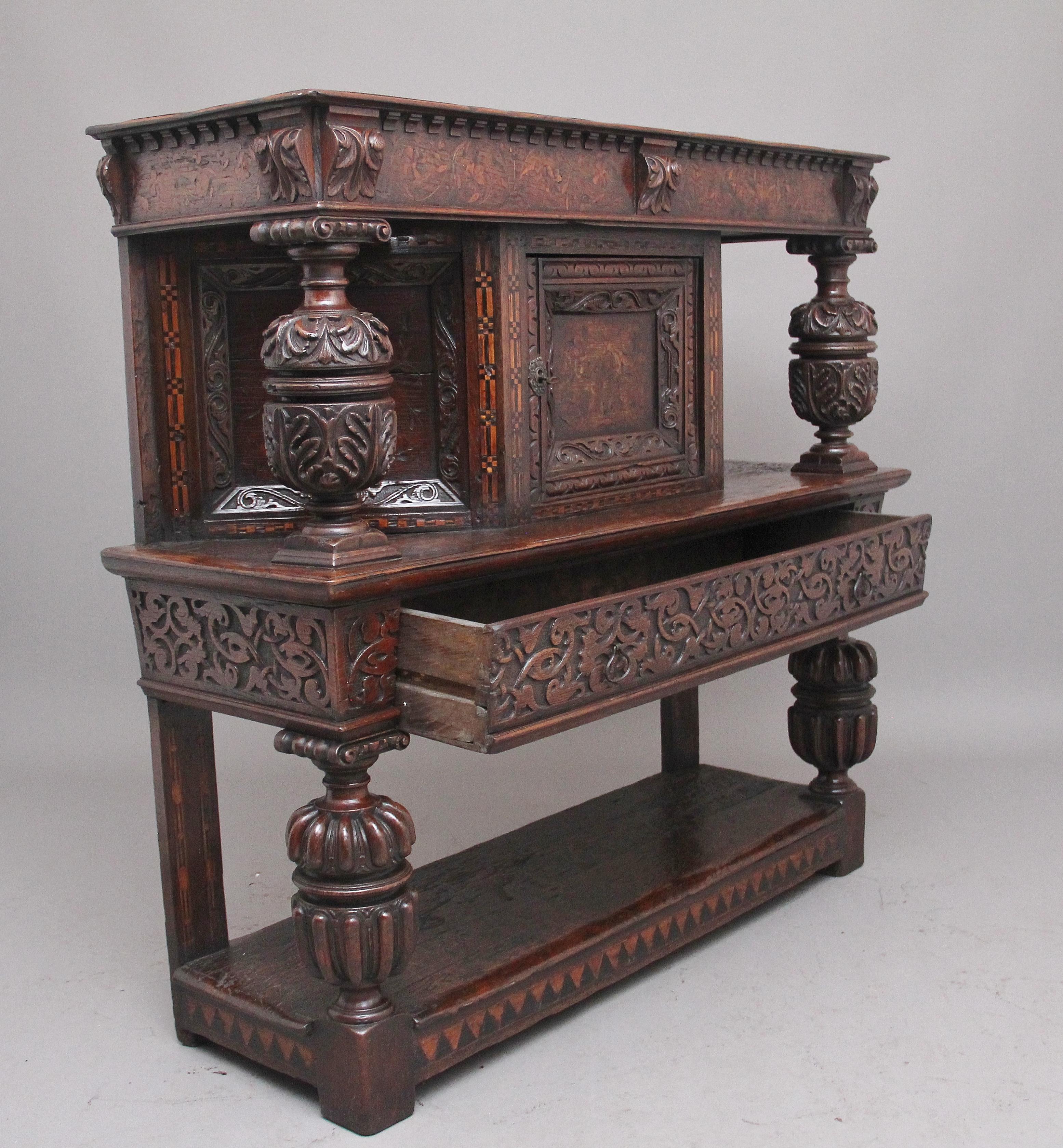 Rare Late 16th Century Oak Court Cupboard For Sale 2