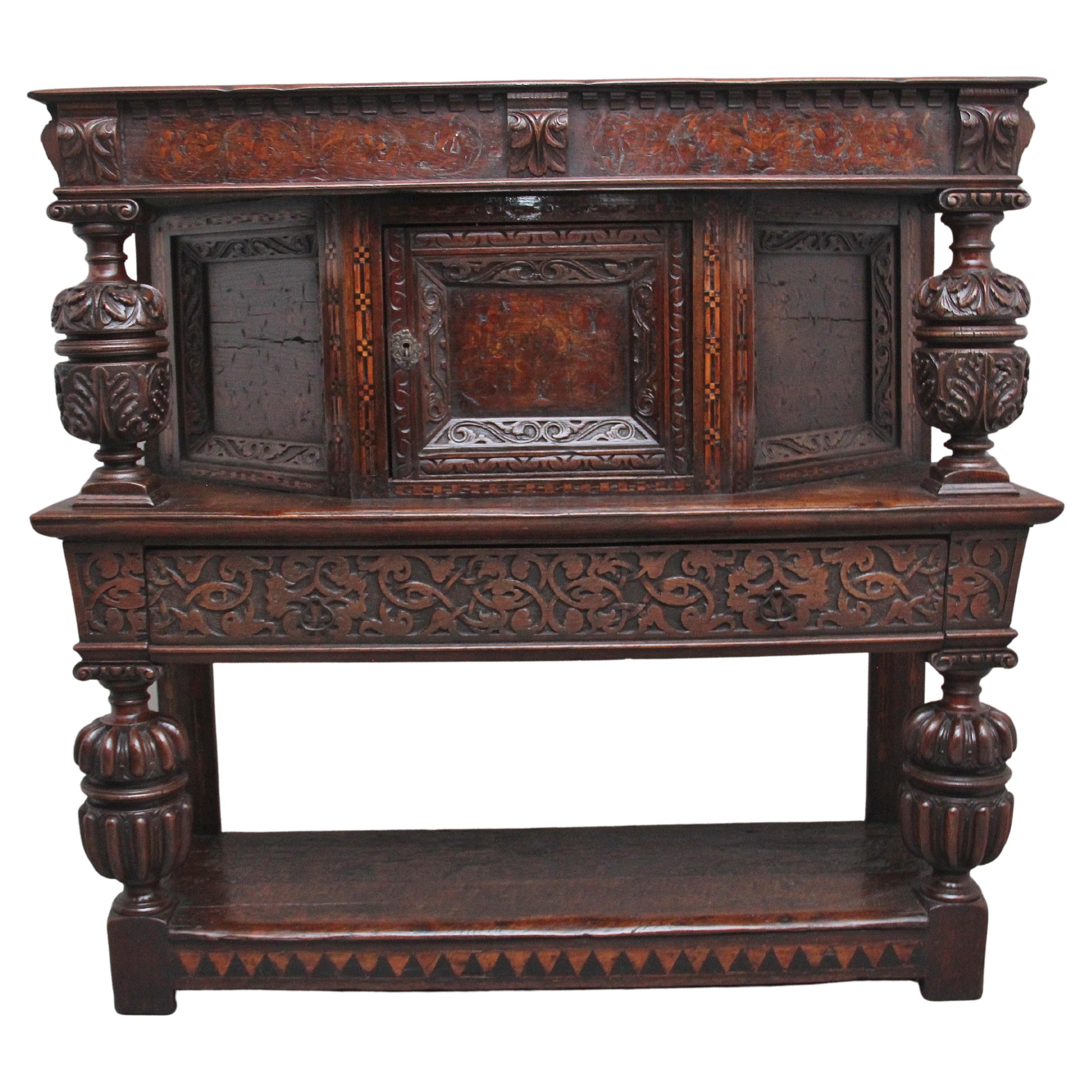 Rare Late 16th Century Oak Court Cupboard For Sale