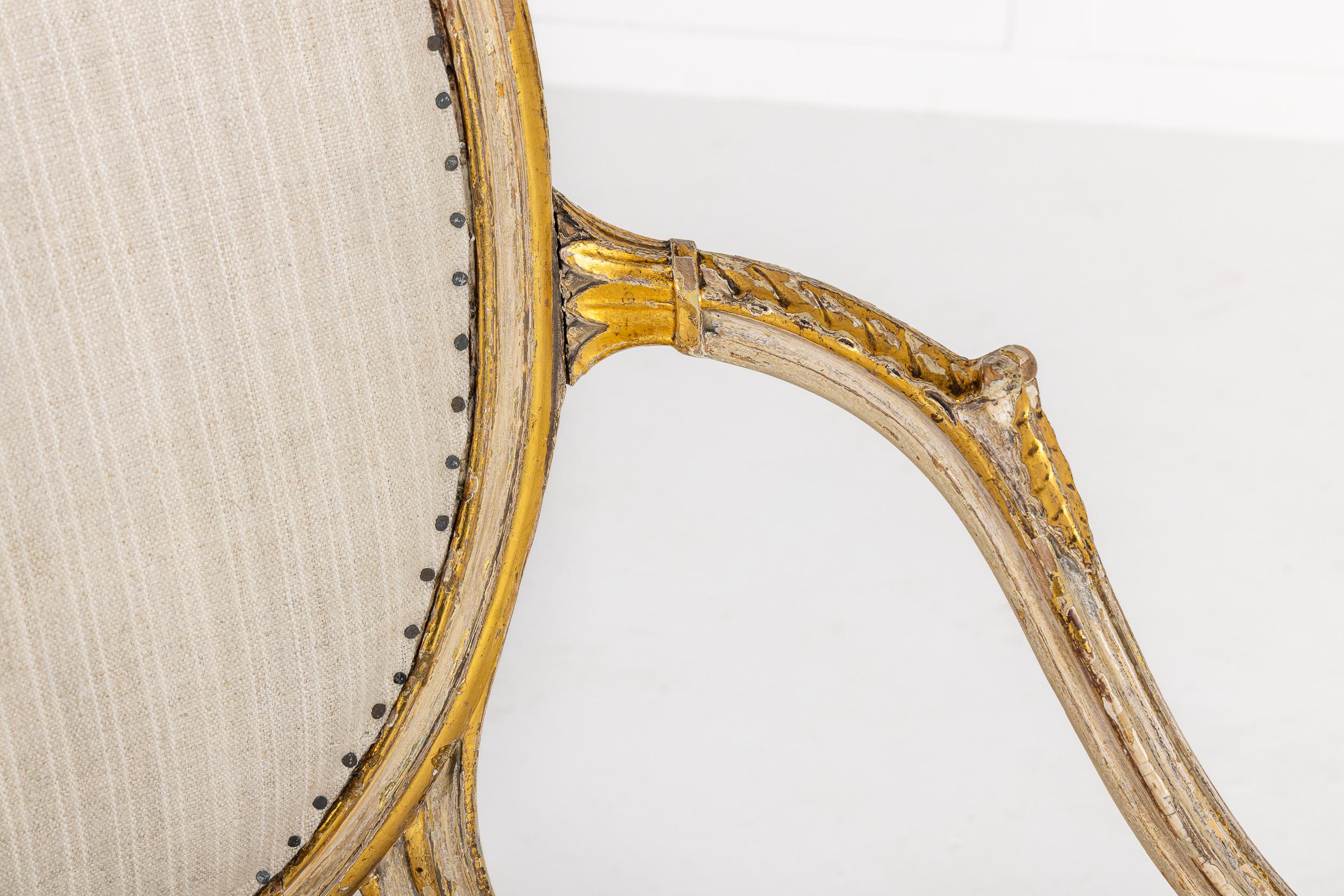 A Rare Late 18th Century English Painted and Parcel Gilt Armchair For Sale 8