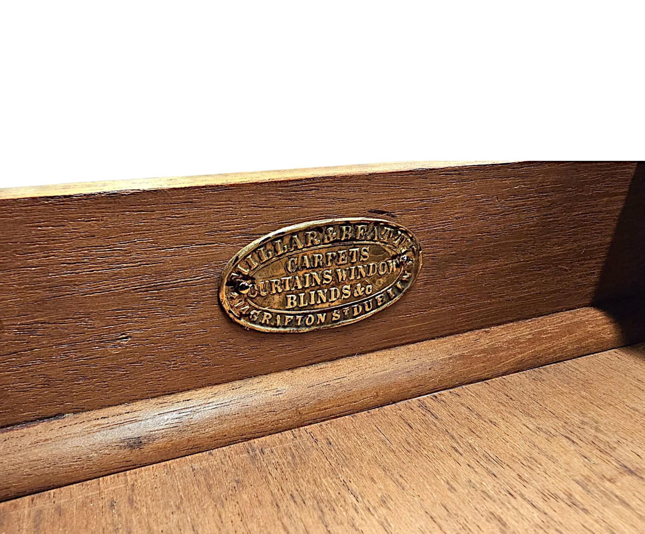 Una rara scrivania con piano in pelle della fine del XIX secolo, etichettata Millar and Beatty, Dublino in vendita 1