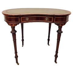 Antique A Rare Late 19th Century Leather Top Desk Labelled Millar and Beatty, Dublin